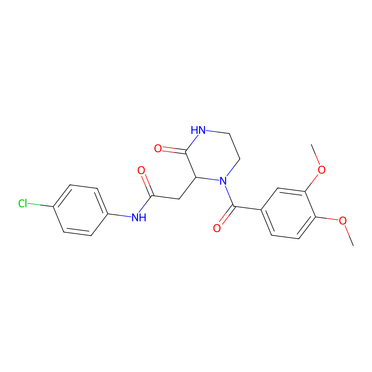 N-(4-chlorophenyl)-2-[1-(3,4-dimethoxybenzoyl)-3-oxopiperazin-2-yl]acetamide molecular structure, CAS 1032190-60-5