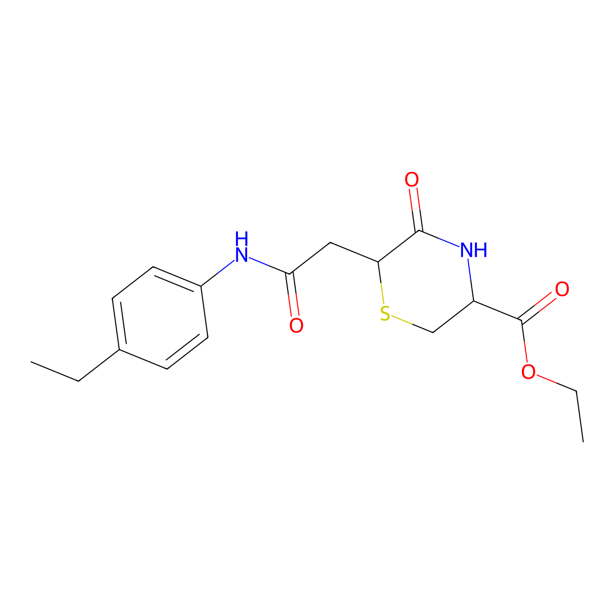 Ethyl 6-{2-[(4-ethylphenyl)amino]-2-oxoethyl}-5-oxothiomorpholine-3-carboxylate molecular structure, CAS 1032191-25-5