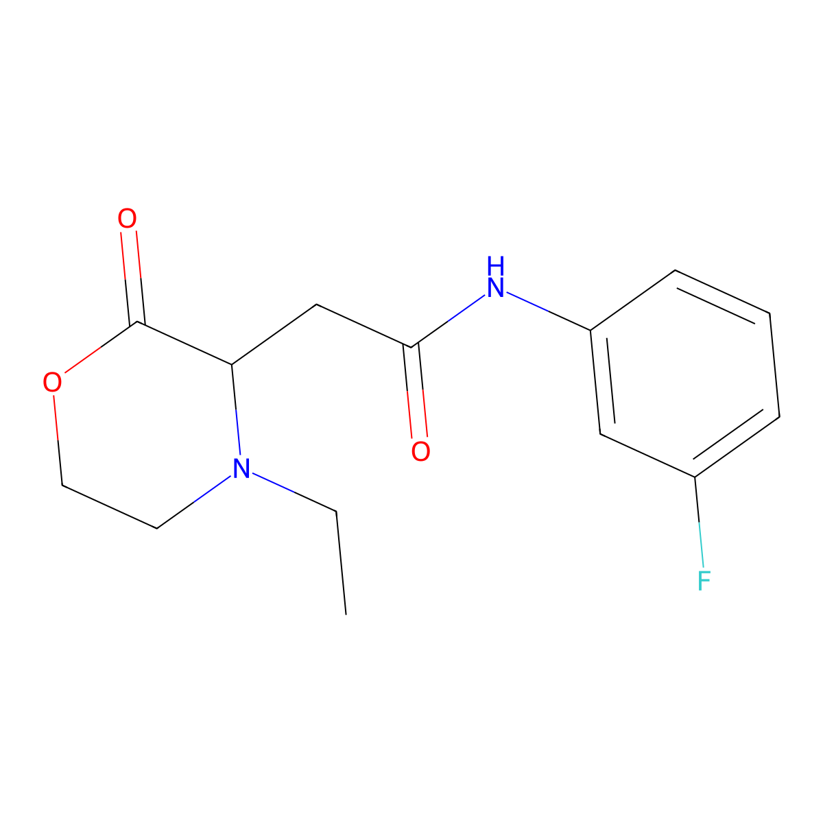 2-(4-ethyl-2-oxomorpholin-3-yl)-N-(3-fluorophenyl)acetamide molecular structure, CAS 1032191-26-6