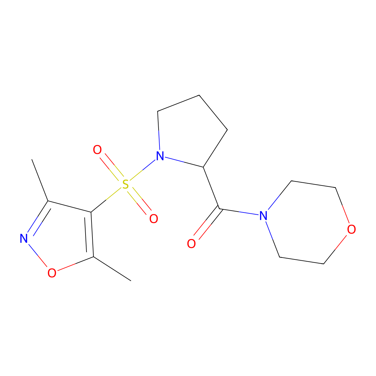 1-[(3,5-Dimethylisoxazol-4-yl)sulfonyl]pyrrolidin-2-yl morpholin-4-yl ketone molecular structure, CAS 1032191-33-5
