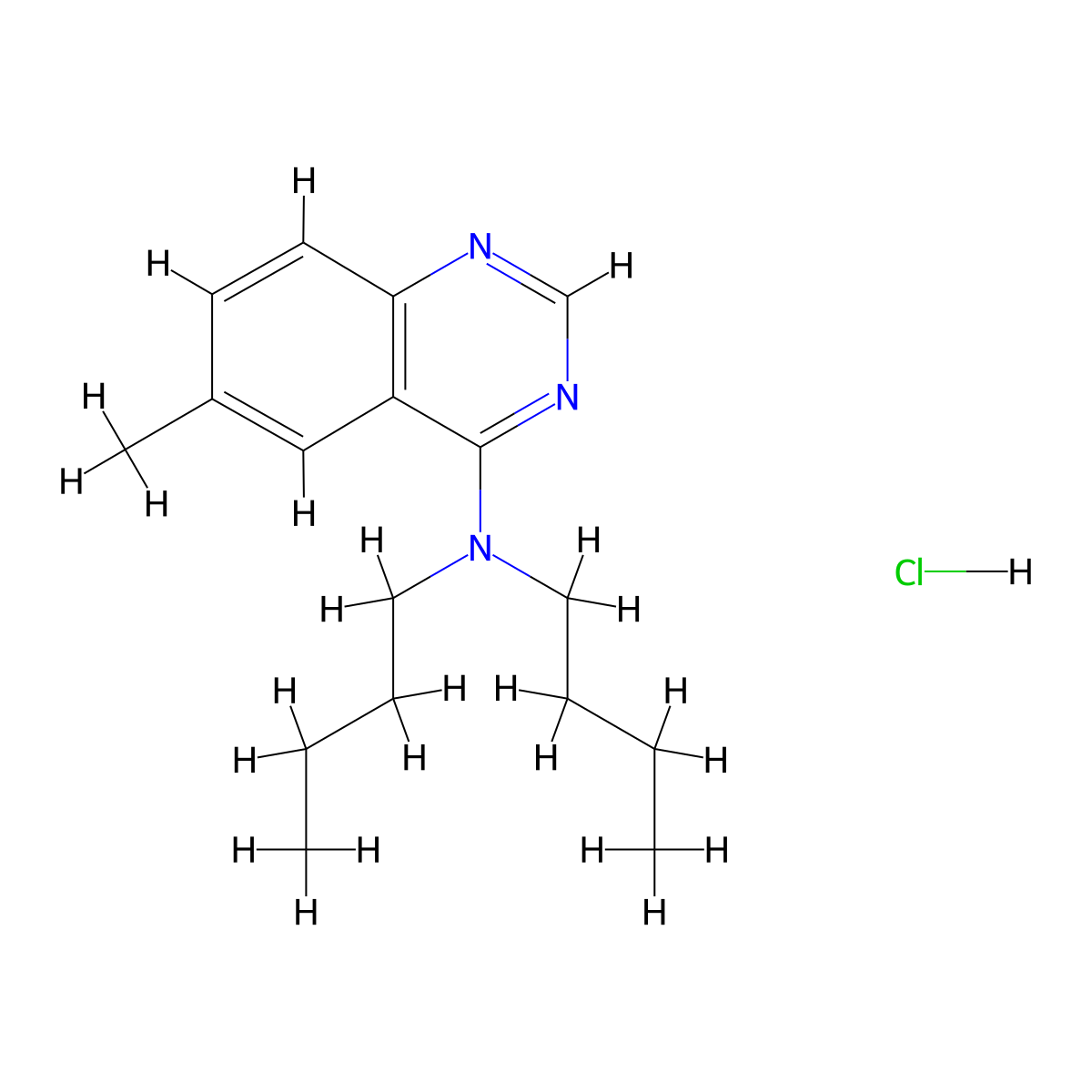 N,N-dibutyl-6-methylquinazolin-4-amine hydrochloride molecular structure, CAS 1032192-69-0