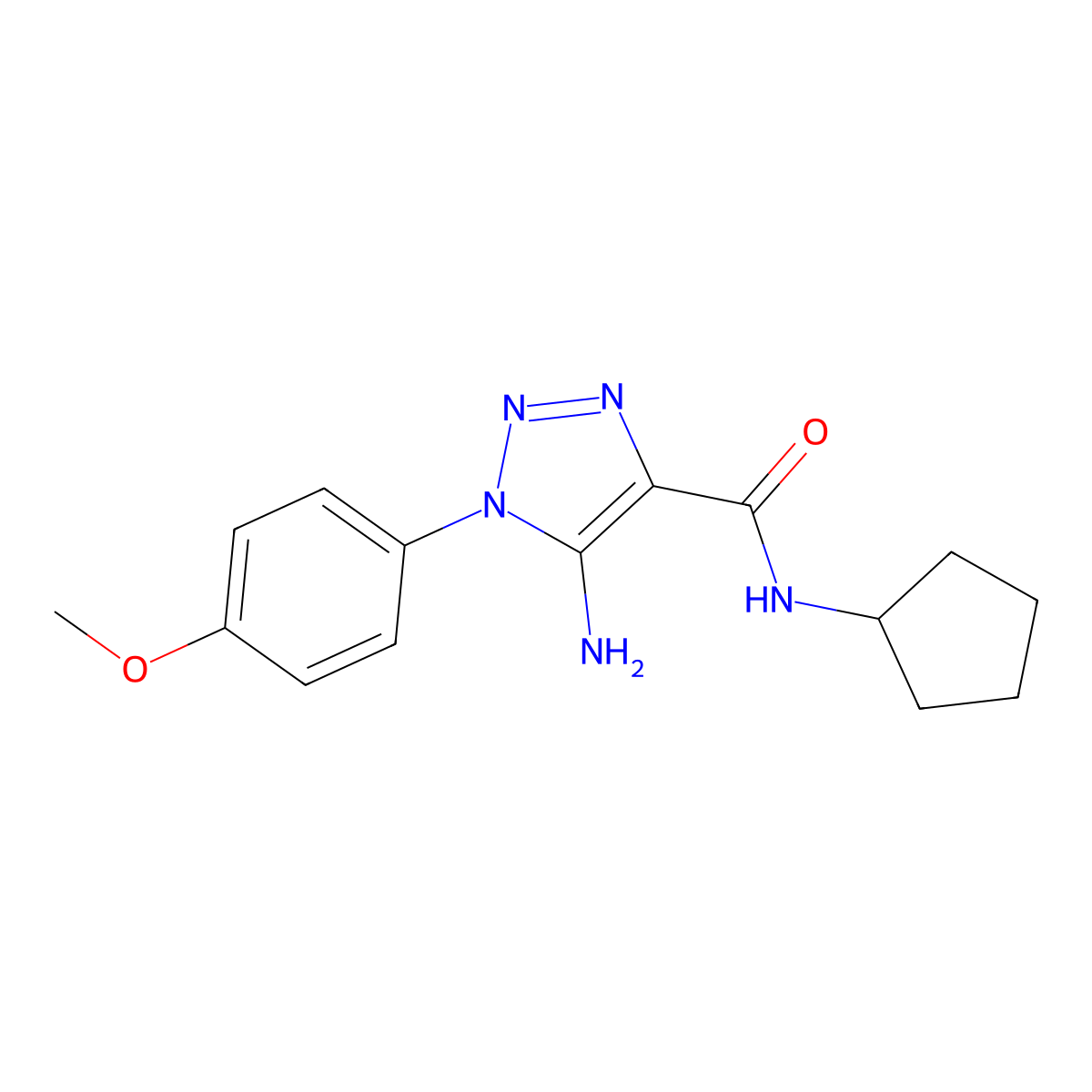 5-amino-N-cyclopentyl-1-(4-methoxyphenyl)-1H-1,2,3-triazole-4-carboxamide molecular structure, CAS 1032226-25-7