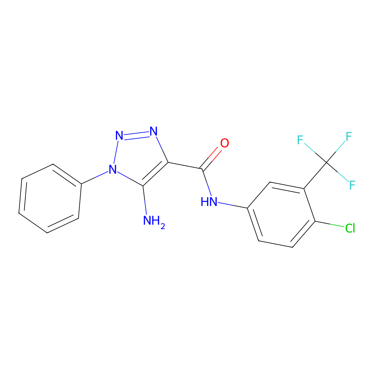 5-amino-N-(4-chloro-3-(trifluoromethyl)phenyl)-1-phenyl-1H-1,2,3-triazole-4-carboxamide molecular structure, CAS 1032226-32-6