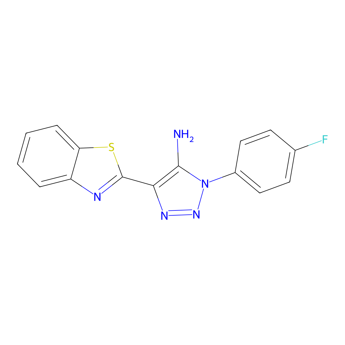 4-(benzo[d]thiazol-2-yl)-1-(4-fluorophenyl)-1H-1,2,3-triazol-5-amine molecular structure, CAS 1032226-33-7