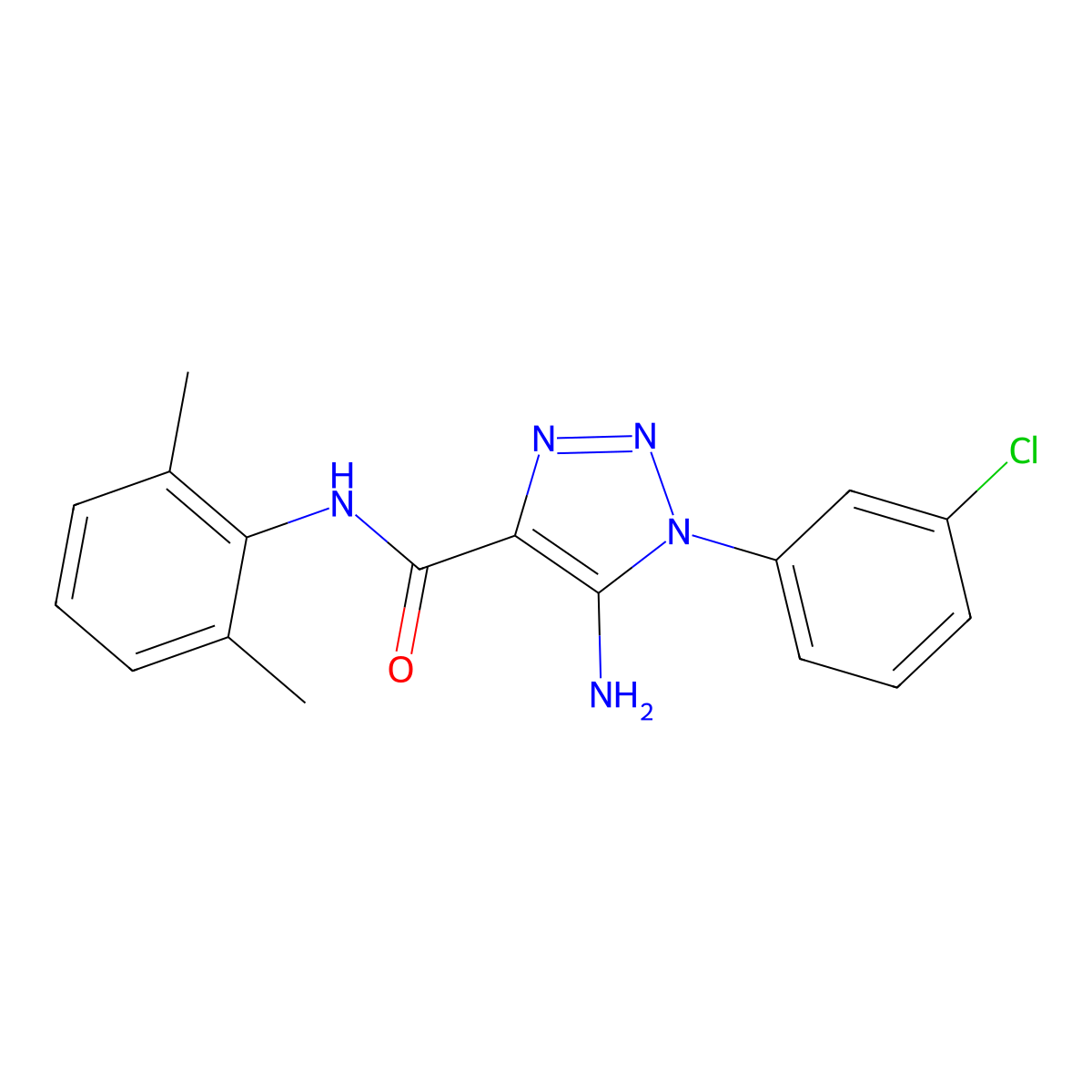 5-amino-1-(3-chlorophenyl)-N-(2,6-dimethylphenyl)-1H-1,2,3-triazole-4-carboxamide molecular structure, CAS 1032226-36-0