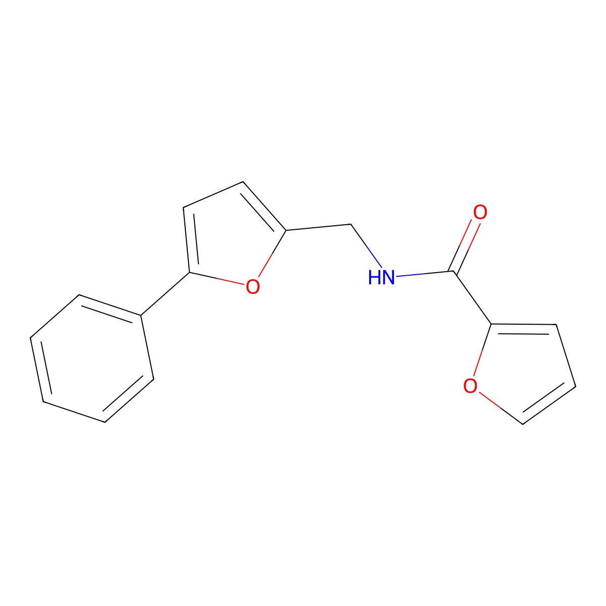 N-[(5-phenylfuran-2-yl)methyl]furan-2-carboxamide molecular structure, CAS 1032226-37-1