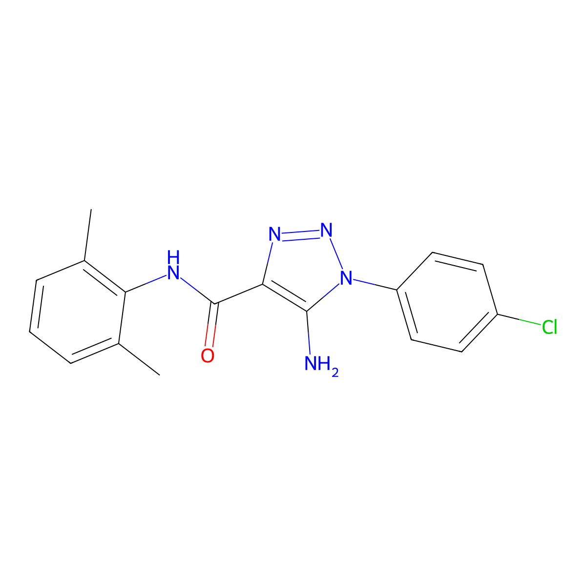 5-amino-1-(4-chlorophenyl)-N-(2,6-dimethylphenyl)-1H-1,2,3-triazole-4-carboxamide molecular structure, CAS 1032226-76-8