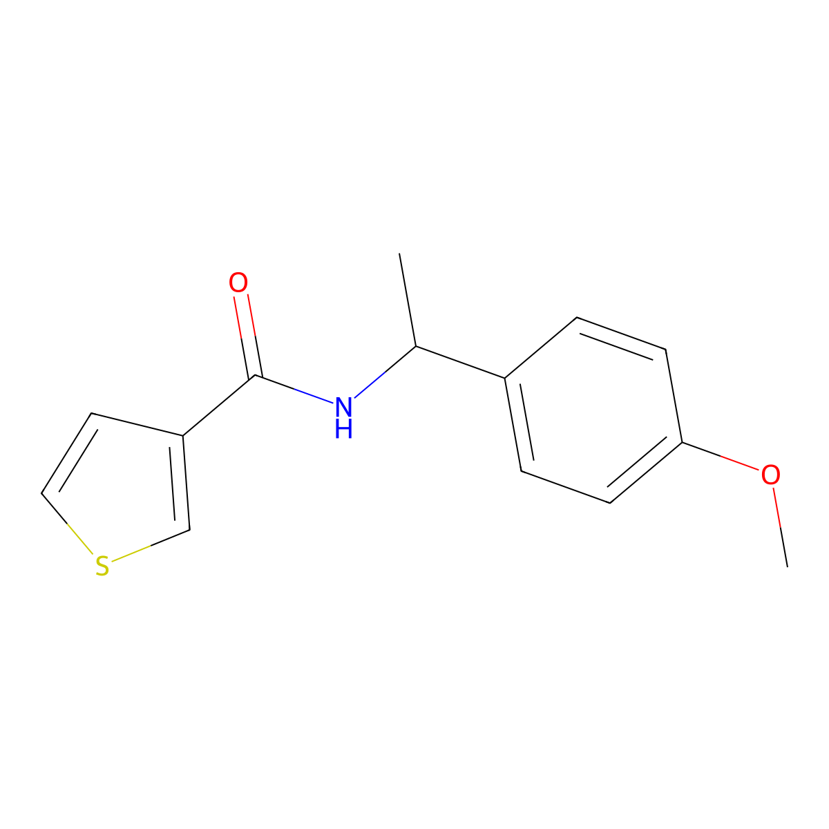 N-(1-(4-methoxyphenyl)ethyl)thiophene-3-carboxamide molecular structure, CAS 1032226-81-5