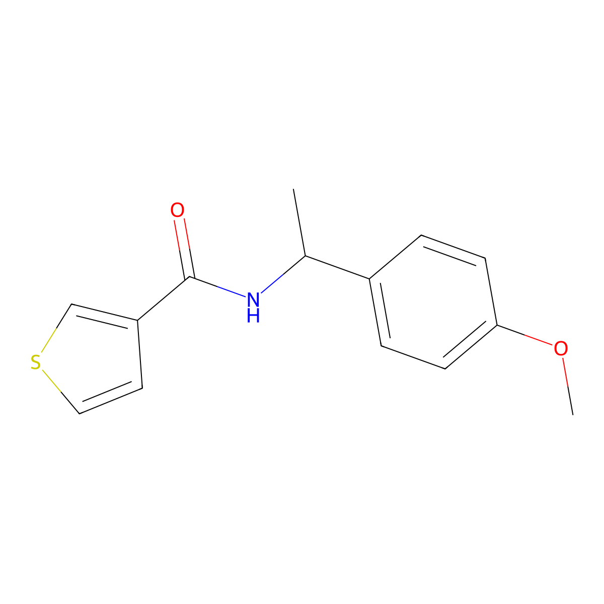 N-(1-(4-methoxyphenyl)ethyl)thiophene-3-carboxamide molecular structure, CAS 1032226-81-5
