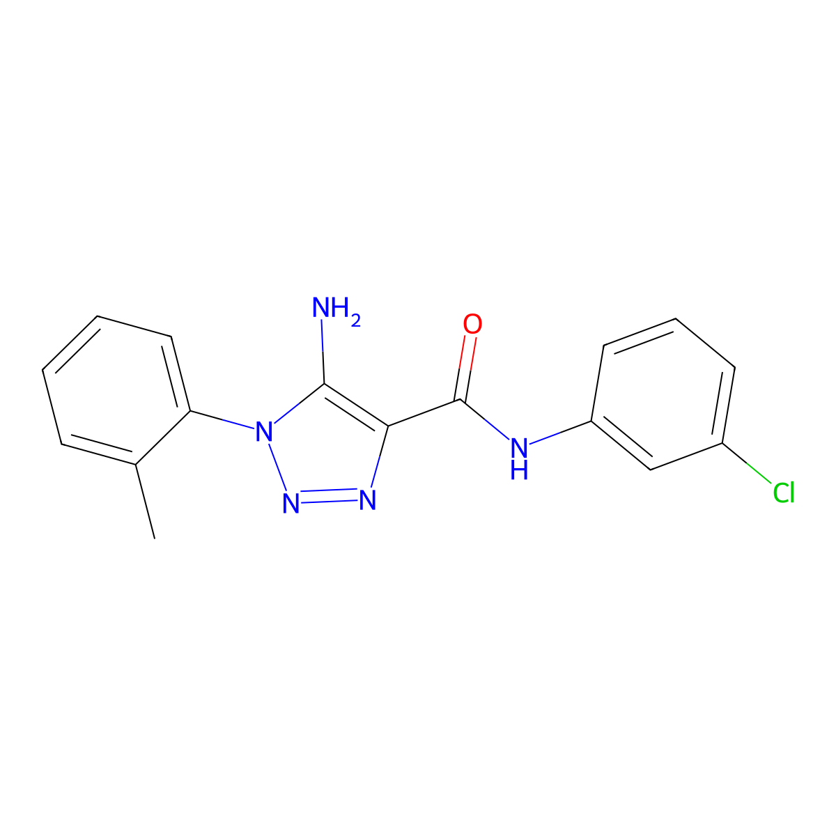 5-amino-N-(3-chlorophenyl)-1-(2-methylphenyl)-1H-1,2,3-triazole-4-carboxamide molecular structure, CAS 1032226-92-8