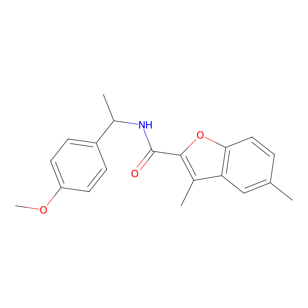 N-[1-(4-methoxyphenyl)ethyl]-3,5-dimethyl-1-benzofuran-2-carboxamide molecular structure, CAS 1032227-09-0