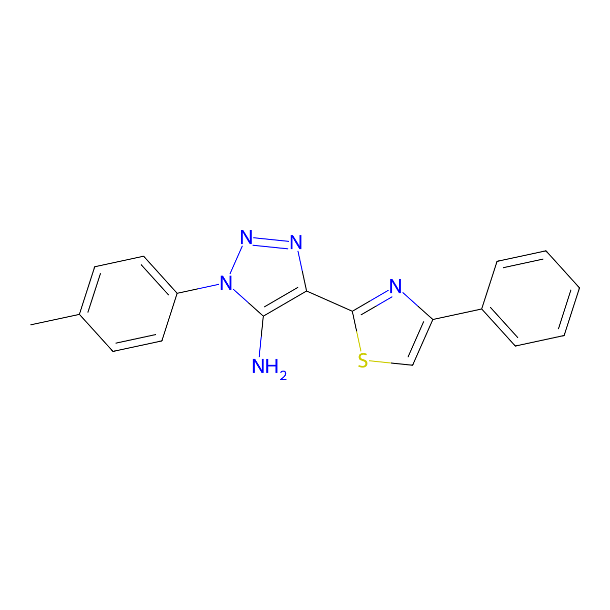 1-(4-methylphenyl)-4-(4-phenyl-1,3-thiazol-2-yl)-1H-1,2,3-triazol-5-amine molecular structure, CAS 1032227-18-1