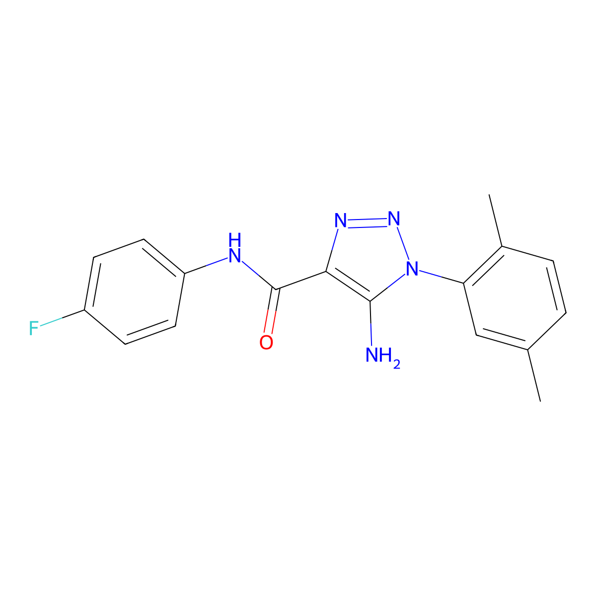 5-amino-1-(2,5-dimethylphenyl)-N-(4-fluorophenyl)-1H-1,2,3-triazole-4-carboxamide molecular structure, CAS 1032227-25-0