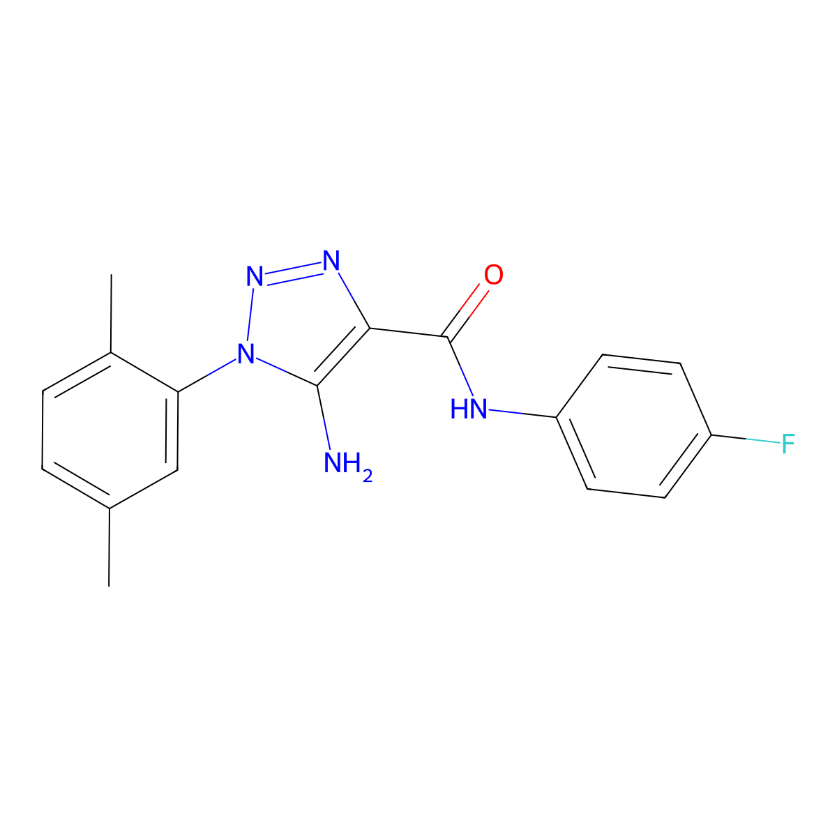 5-amino-1-(2,5-dimethylphenyl)-N-(4-fluorophenyl)-1H-1,2,3-triazole-4-carboxamide molecular structure, CAS 1032227-25-0