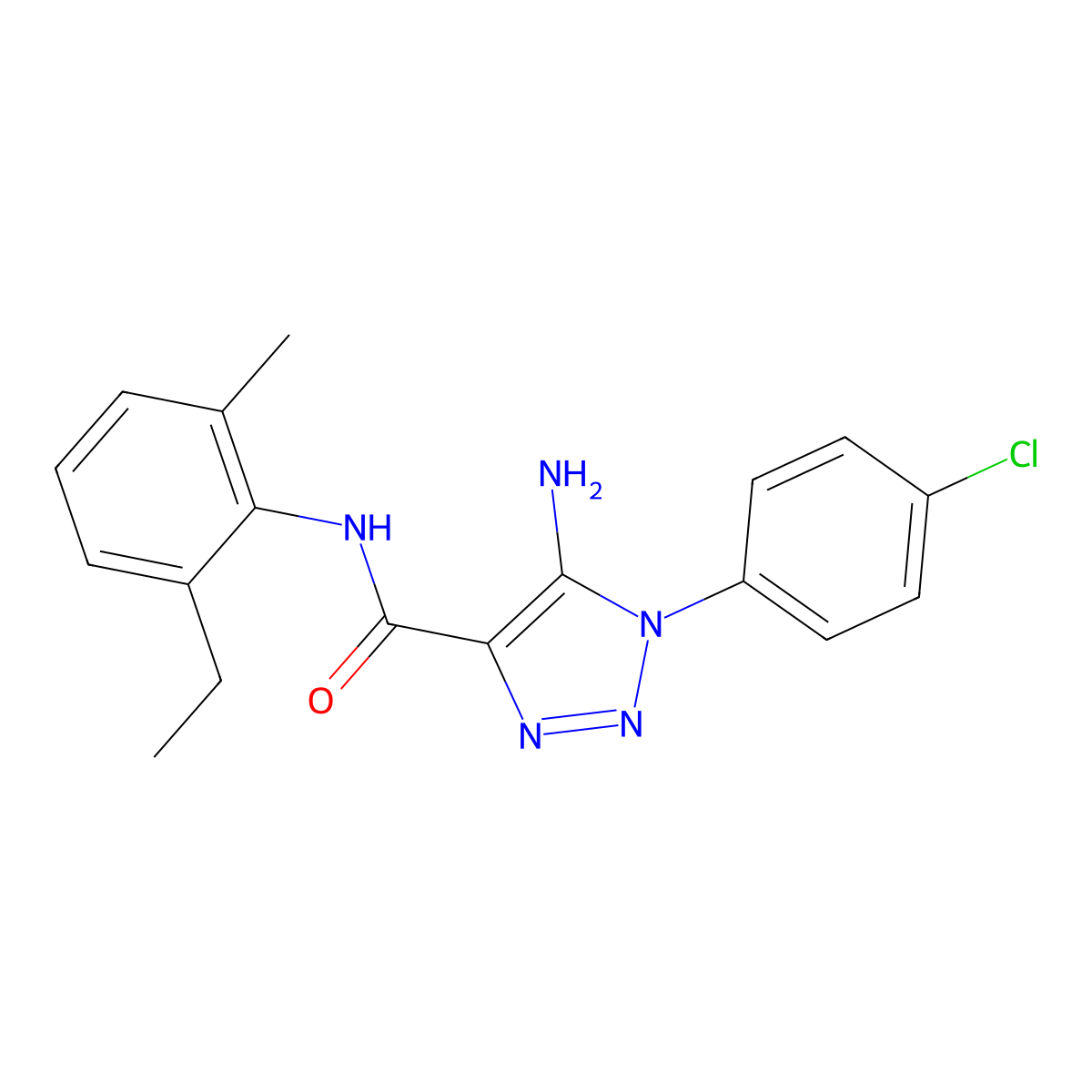 5-amino-1-(4-chlorophenyl)-N-(2-ethyl-6-methylphenyl)-1H-1,2,3-triazole-4-carboxamide molecular structure, CAS 1032227-31-8