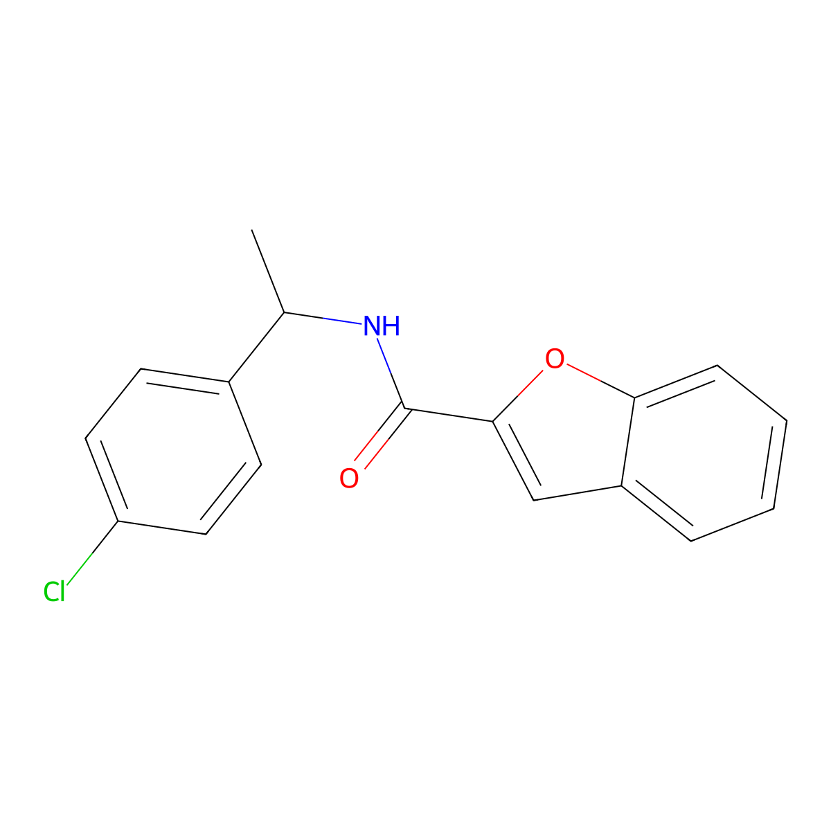 N-[1-(4-chlorophenyl)ethyl]-1-benzofuran-2-carboxamide molecular structure, CAS 1032227-33-0
