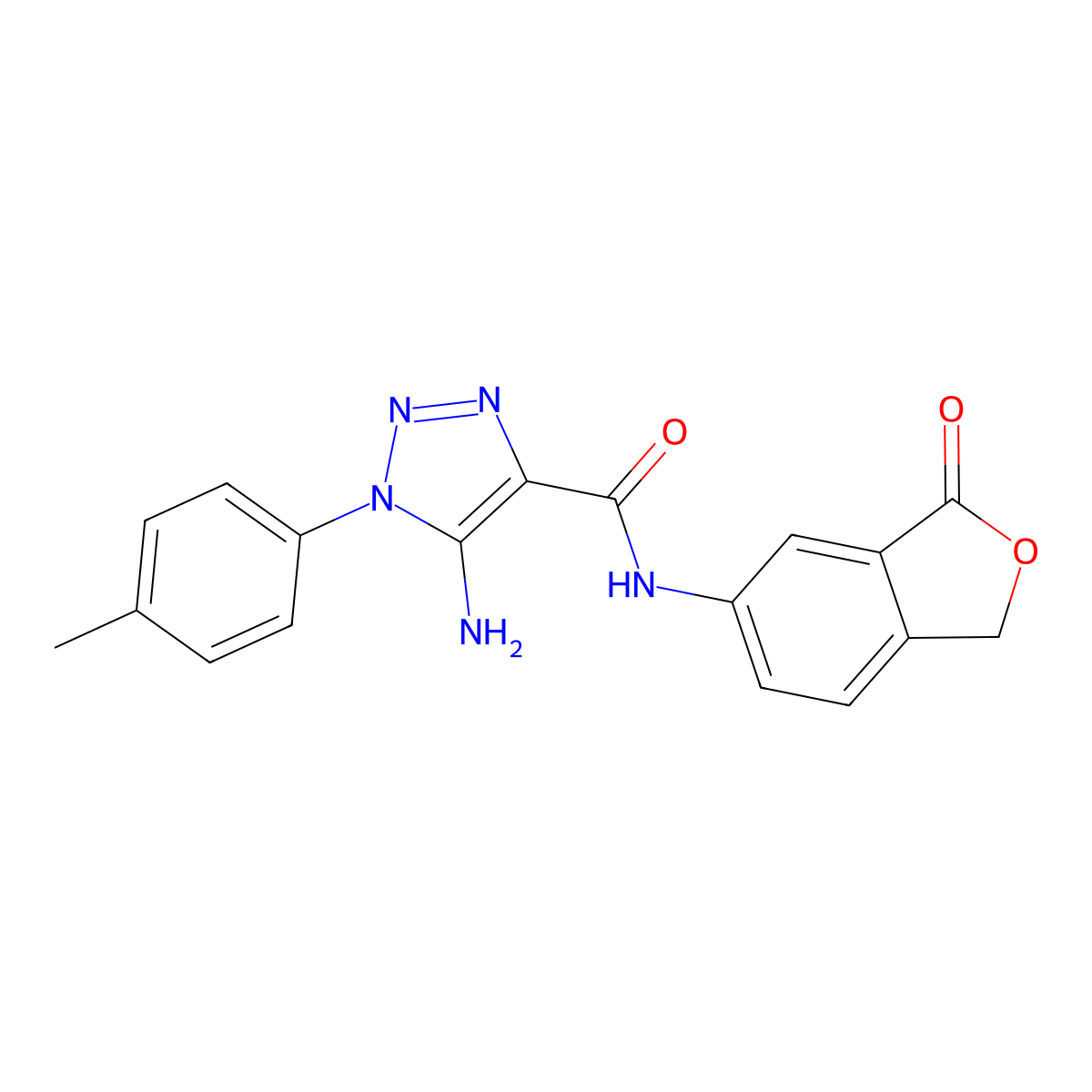 5-amino-1-(4-methylphenyl)-N-(3-oxo-1,3-dihydro-2-benzofuran-5-yl)-1H-1,2,3-triazole-4-carboxamide molecular structure, CAS 1032227-45-4