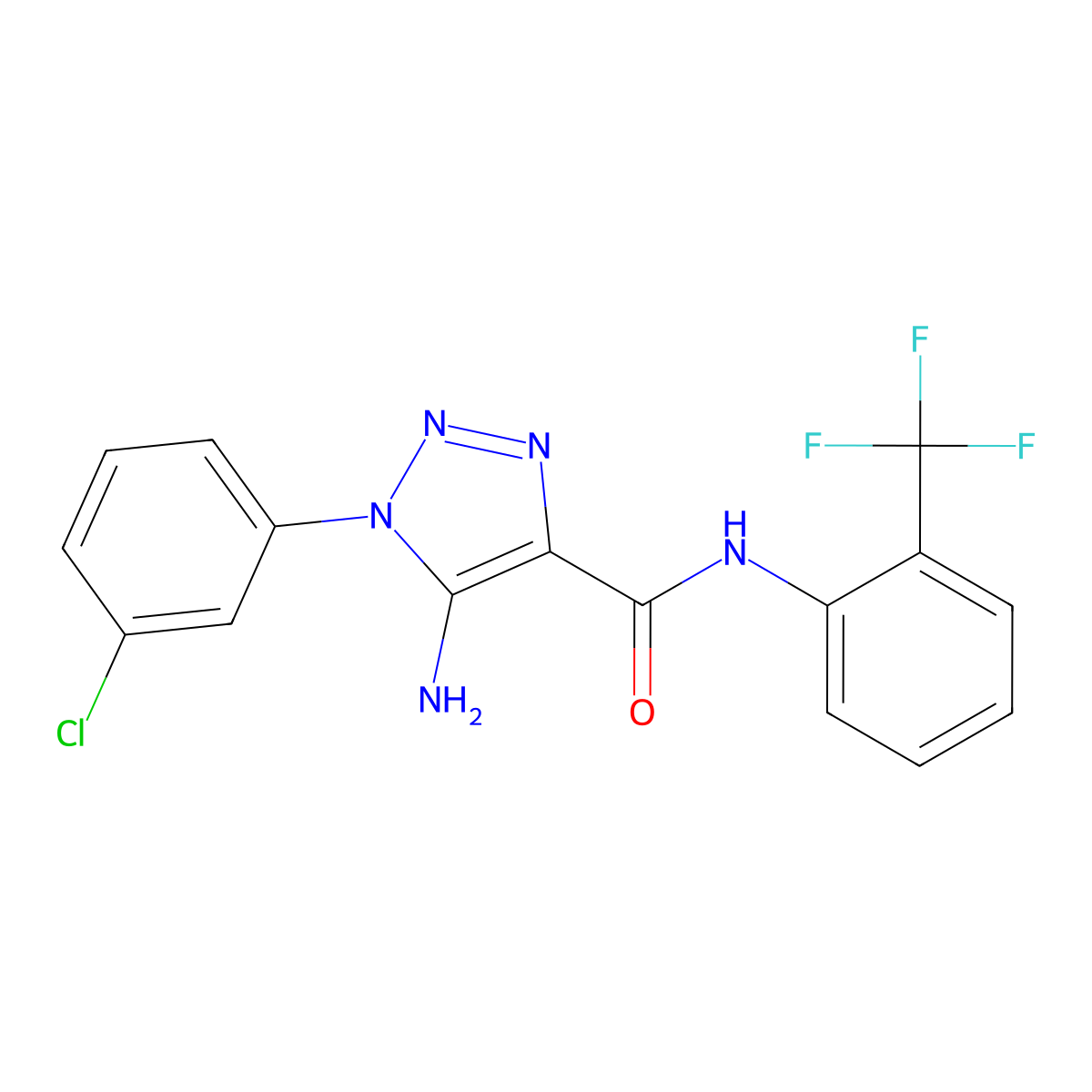 5-amino-1-(3-chlorophenyl)-N-[2-(trifluoromethyl)phenyl]-1H-1,2,3-triazole-4-carboxamide molecular structure, CAS 1032227-48-7