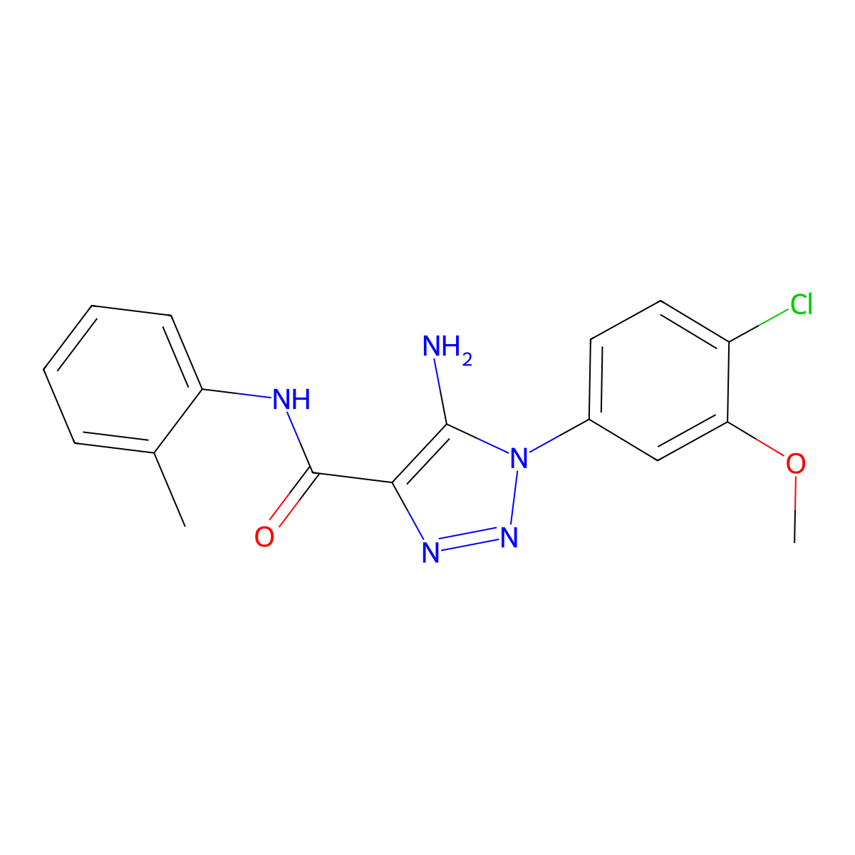 5-amino-1-(4-chloro-3-methoxyphenyl)-N-(2-methylphenyl)-1H-1,2,3-triazole-4-carboxamide molecular structure, CAS 1032227-67-0