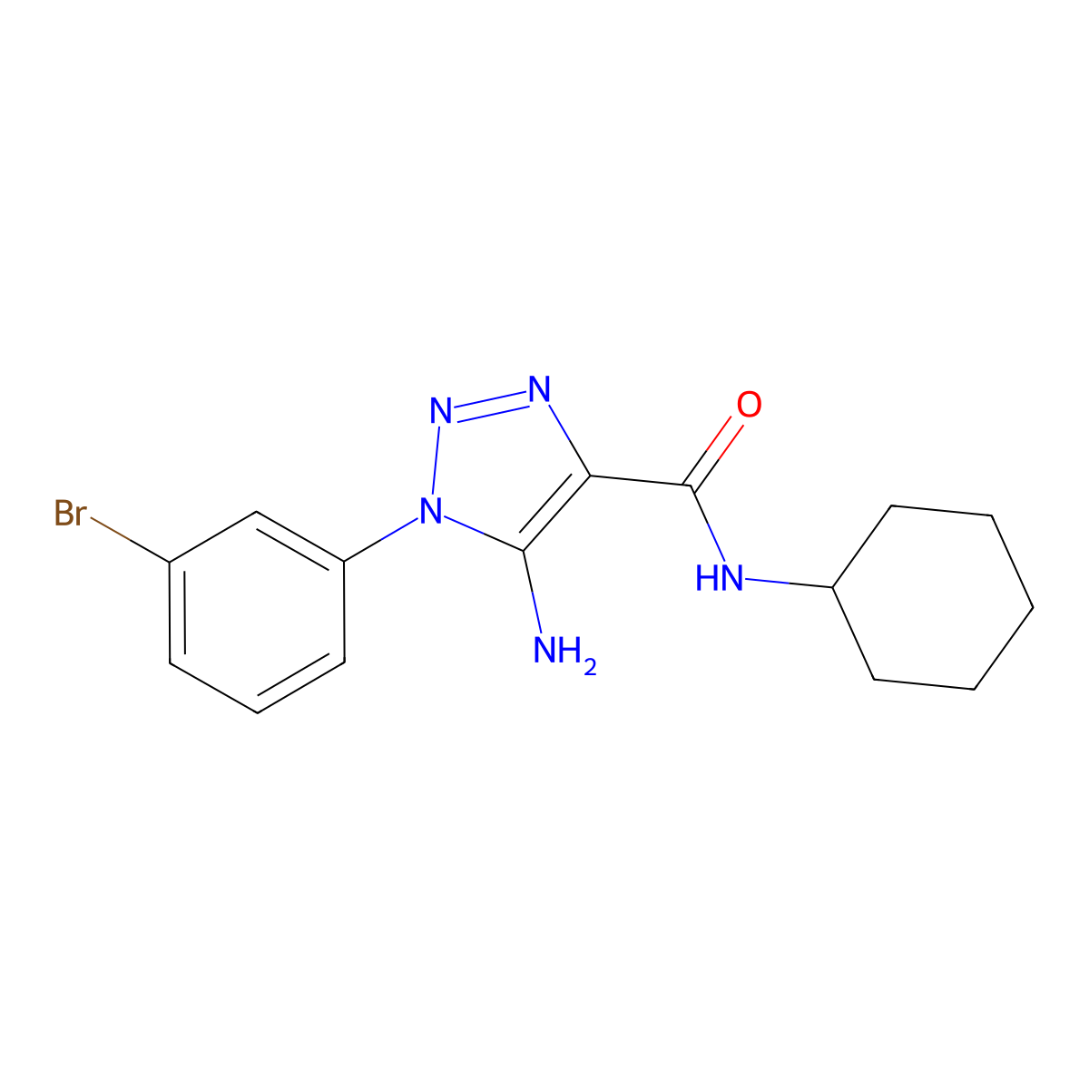 5-amino-1-(3-bromophenyl)-N-cyclohexyl-1H-1,2,3-triazole-4-carboxamide molecular structure, CAS 1032227-70-5