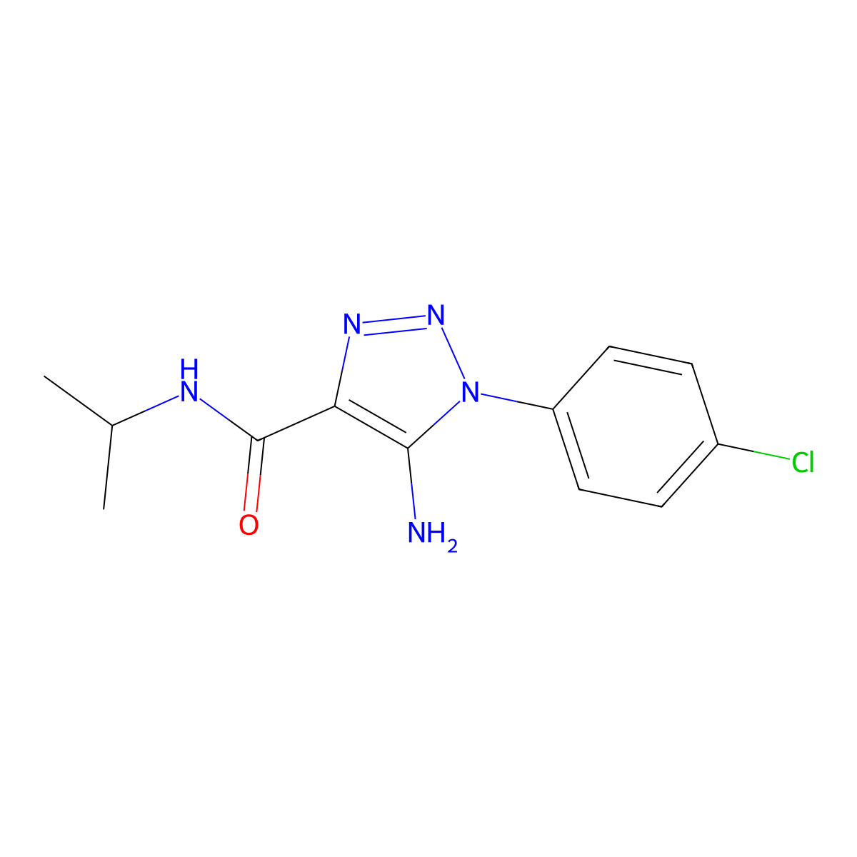 5-amino-1-(4-chlorophenyl)-N-(propan-2-yl)-1H-1,2,3-triazole-4-carboxamide molecular structure, CAS 1032227-79-4