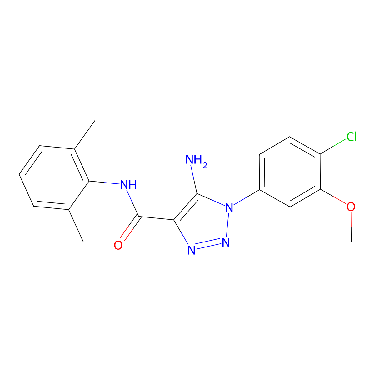 5-amino-1-(4-chloro-3-methoxyphenyl)-N-(2,6-dimethylphenyl)-1H-1,2,3-triazole-4-carboxamide molecular structure, CAS 1032227-80-7