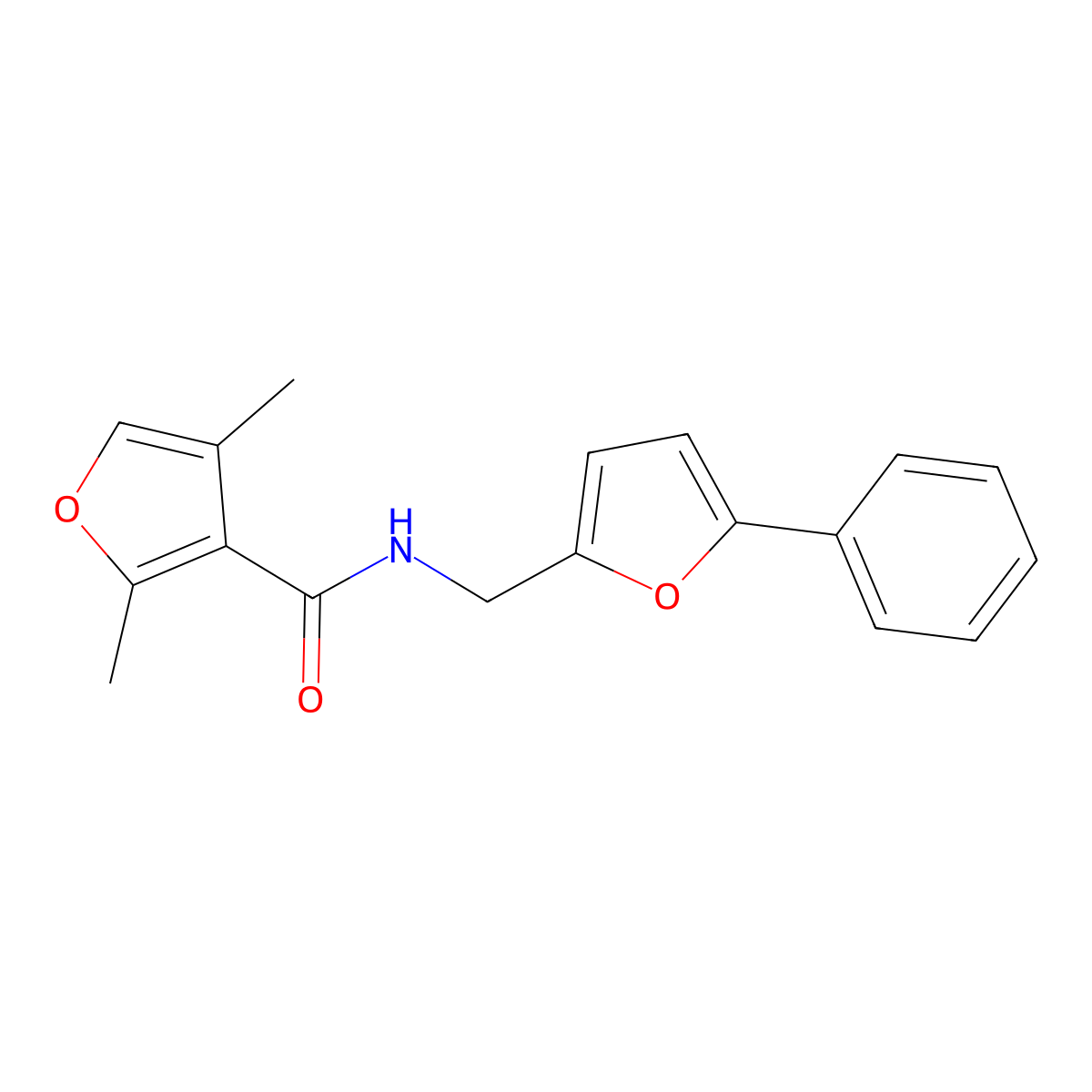 2,4-dimethyl-N-[(5-phenylfuran-2-yl)methyl]furan-3-carboxamide molecular structure, CAS 1032227-87-4