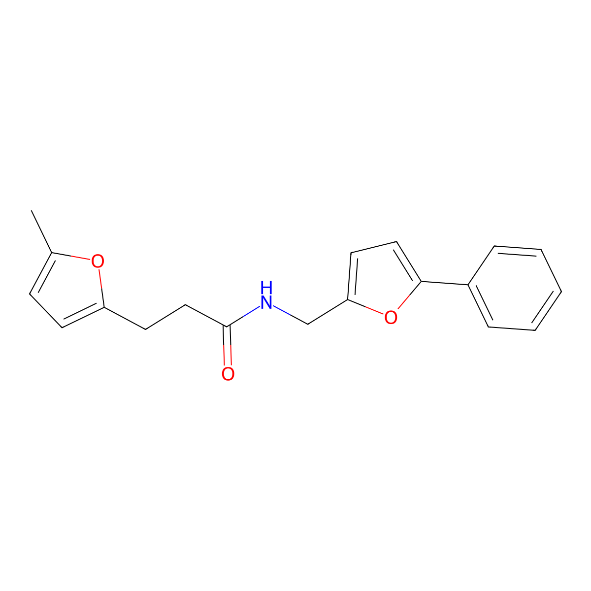 3-(5-methylfuran-2-yl)-N-[(5-phenylfuran-2-yl)methyl]propanamide molecular structure, CAS 1032227-88-5