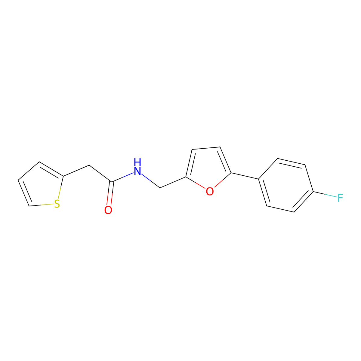 N-((5-(4-fluorophenyl)furan-2-yl)methyl)-2-(thiophen-2-yl)acetamide molecular structure, CAS 1032228-04-8