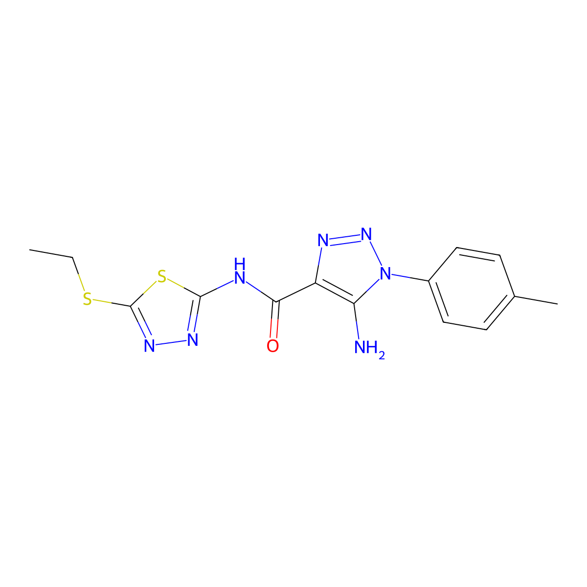 5-amino-N-[5-(ethylsulfanyl)-1,3,4-thiadiazol-2-yl]-1-(4-methylphenyl)-1H-1,2,3-triazole-4-carboxamide molecular structure, CAS 1032228-14-0