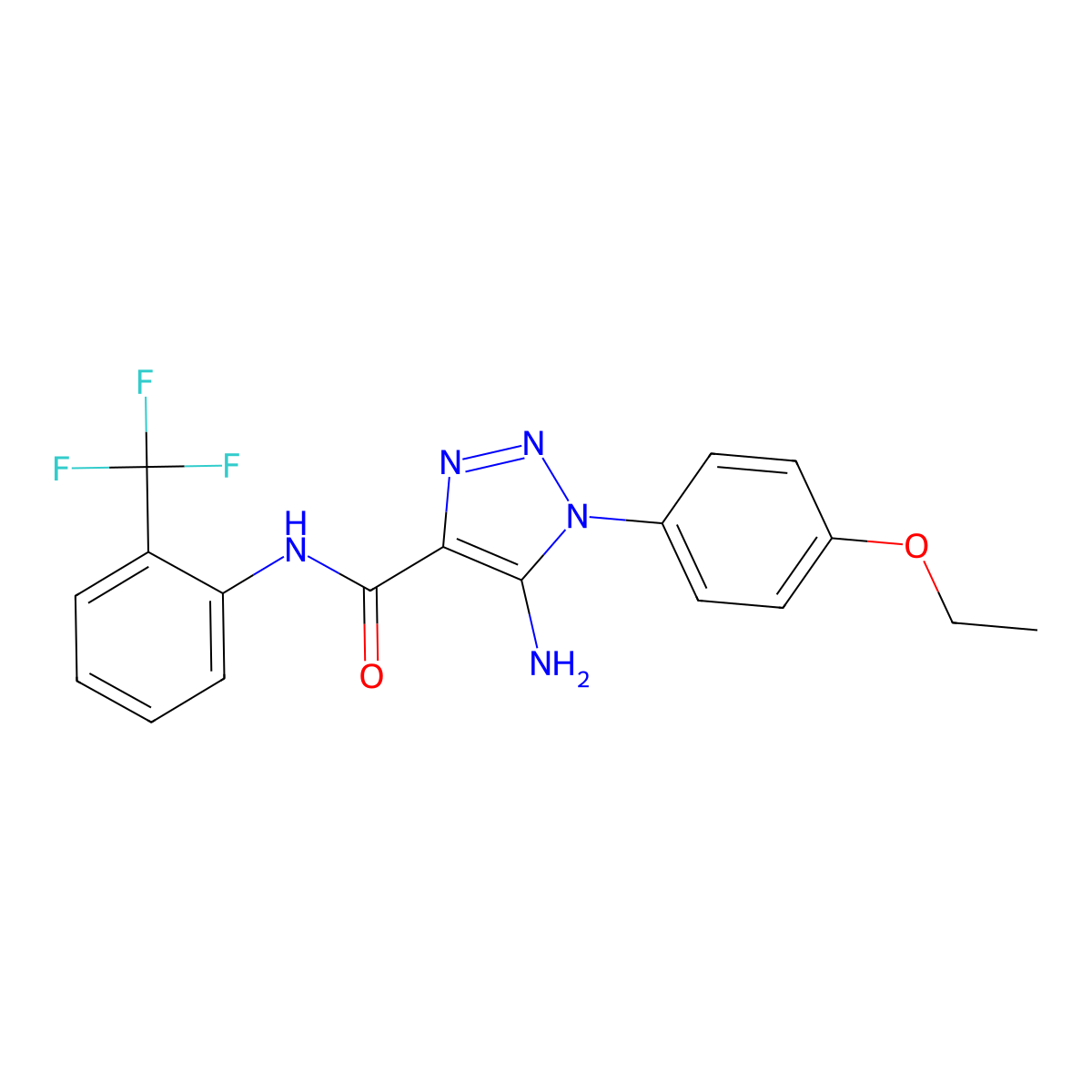5-amino-1-(4-ethoxyphenyl)-N-(2-(trifluoromethyl)phenyl)-1H-1,2,3-triazole-4-carboxamide molecular structure, CAS 1032228-19-5