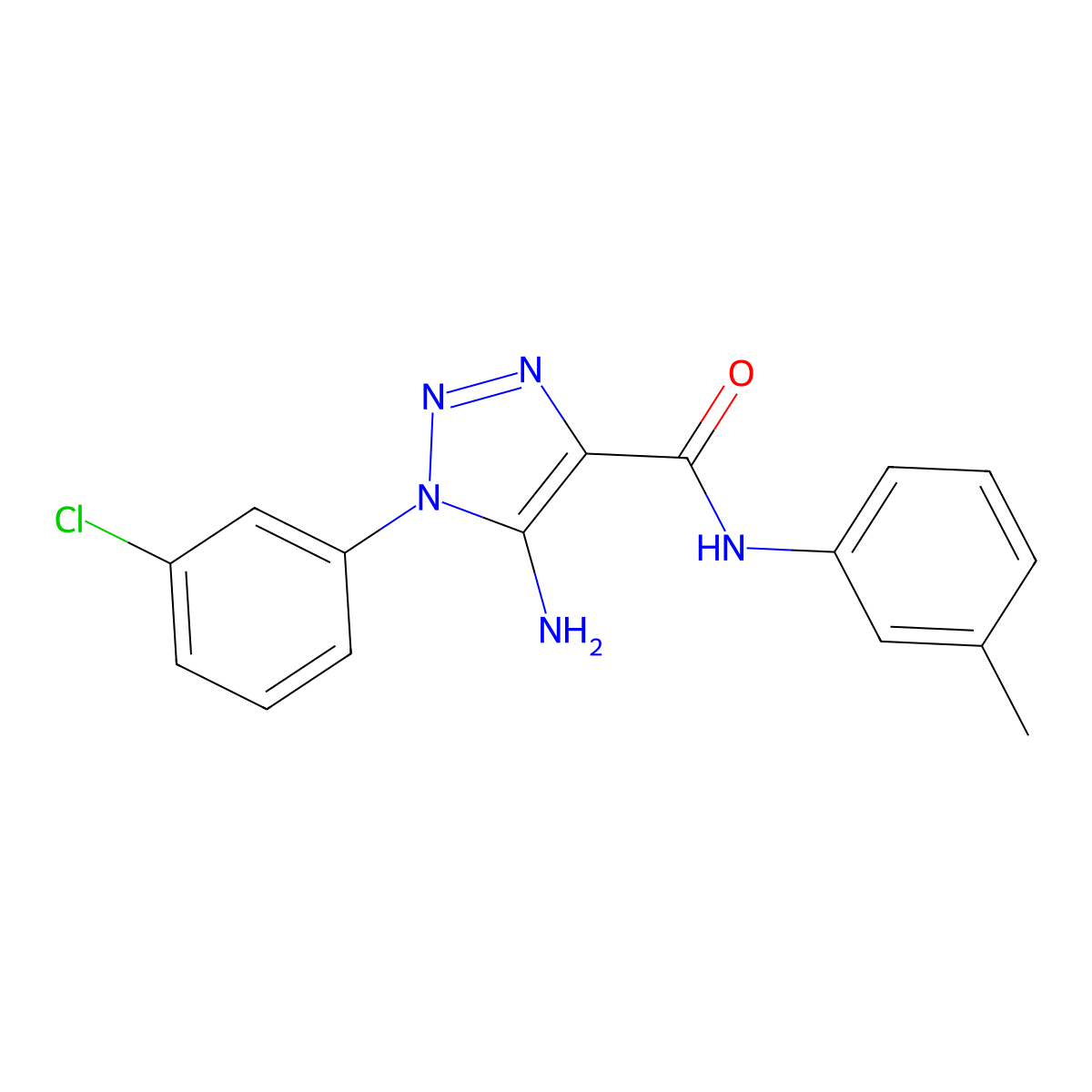 5-amino-1-(3-chlorophenyl)-N-(3-methylphenyl)-1H-1,2,3-triazole-4-carboxamide molecular structure, CAS 1032228-28-6