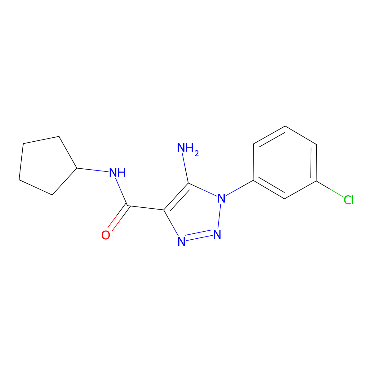 5-amino-1-(3-chlorophenyl)-N-cyclopentyl-1H-1,2,3-triazole-4-carboxamide molecular structure, CAS 1032228-29-7
