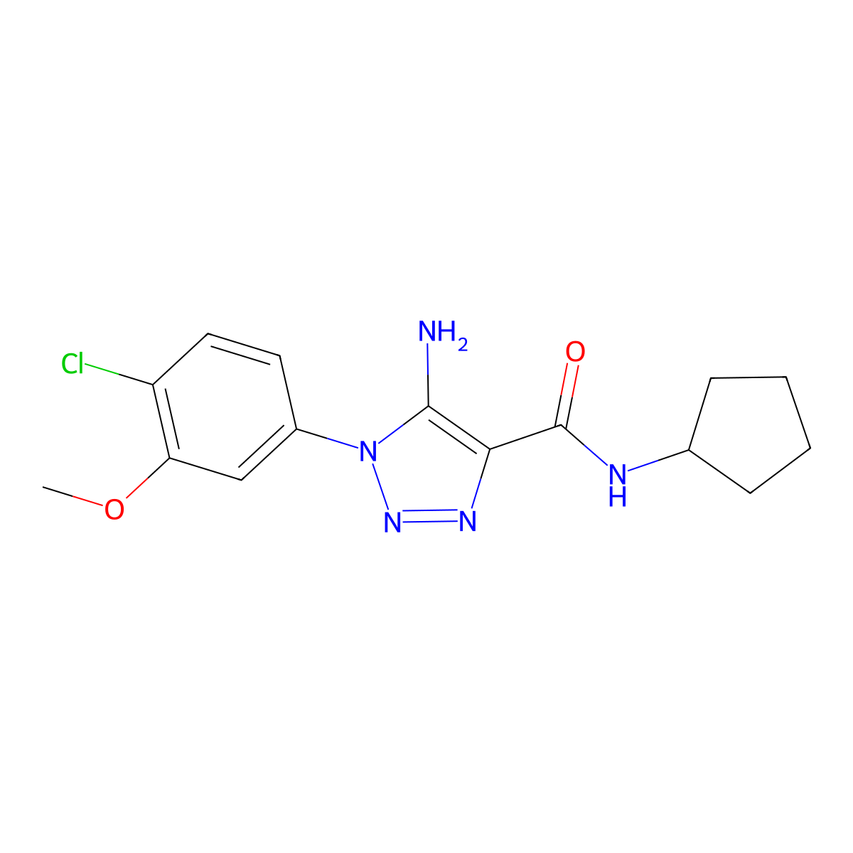 5-amino-1-(4-chloro-3-methoxyphenyl)-N-cyclopentyl-1H-1,2,3-triazole-4-carboxamide molecular structure, CAS 1032228-37-7
