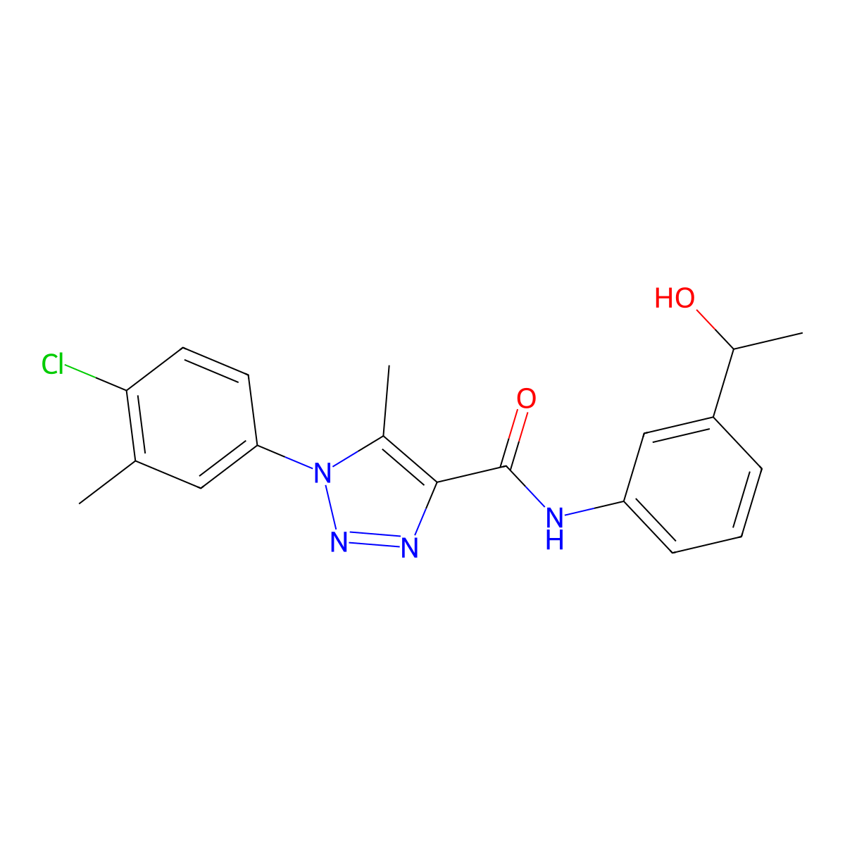 1-(4-chloro-3-methylphenyl)-N-[3-(1-hydroxyethyl)phenyl]-5-methyl-1H-1,2,3-triazole-4-carboxamide molecular structure, CAS 1032228-46-8