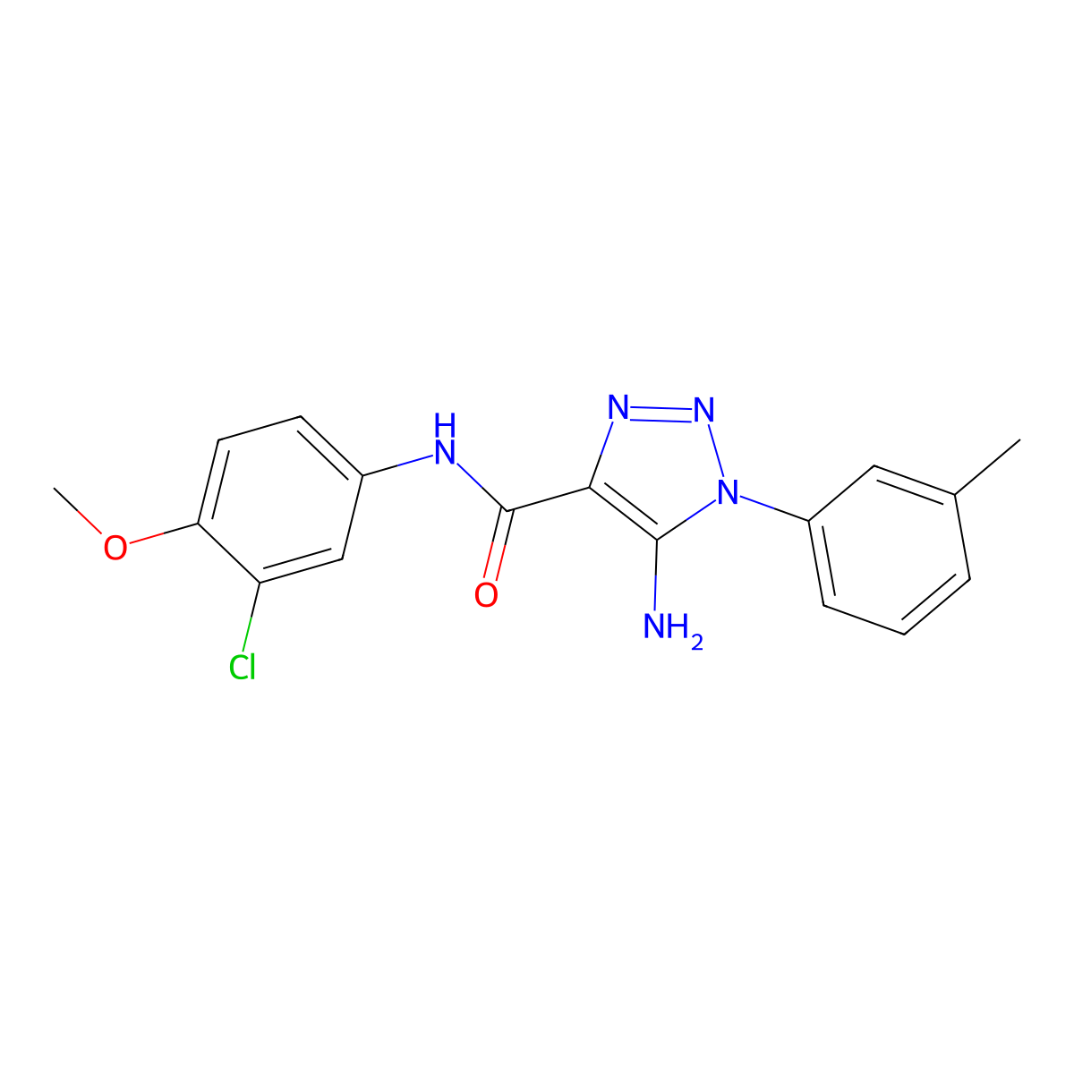 5-amino-N-(3-chloro-4-methoxyphenyl)-1-(3-methylphenyl)-1H-1,2,3-triazole-4-carboxamide molecular structure, CAS 1032228-50-4