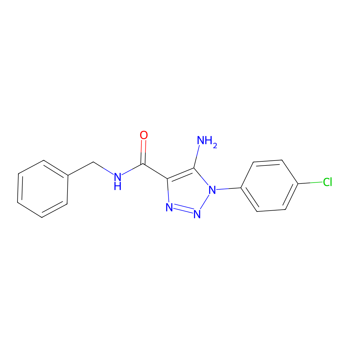 5-amino-N-benzyl-1-(4-chlorophenyl)-1H-1,2,3-triazole-4-carboxamide molecular structure, CAS 1032228-59-3