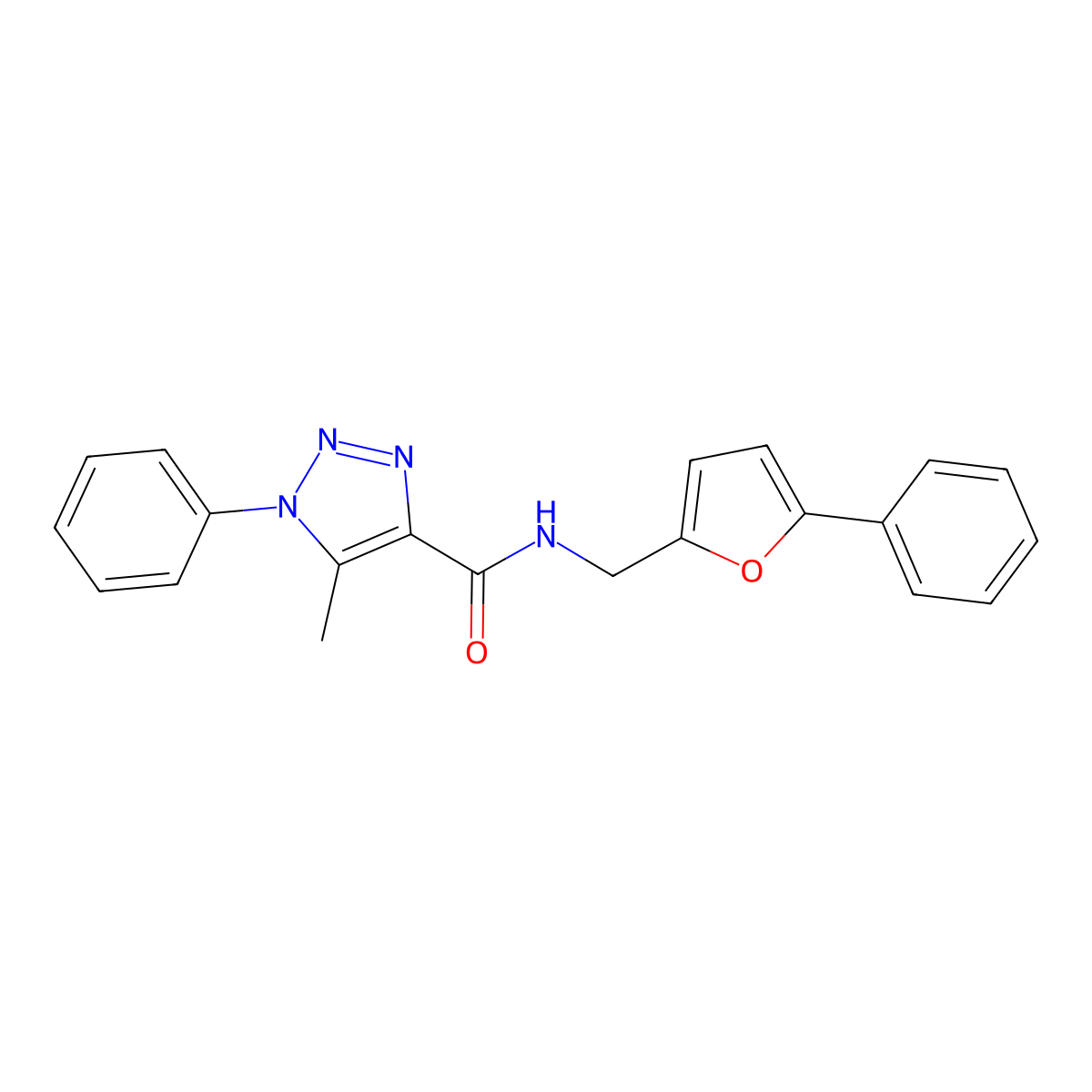 5-methyl-1-phenyl-N-((5-phenylfuran-2-yl)methyl)-1H-1,2,3-triazole-4-carboxamide molecular structure, CAS 1032228-63-9