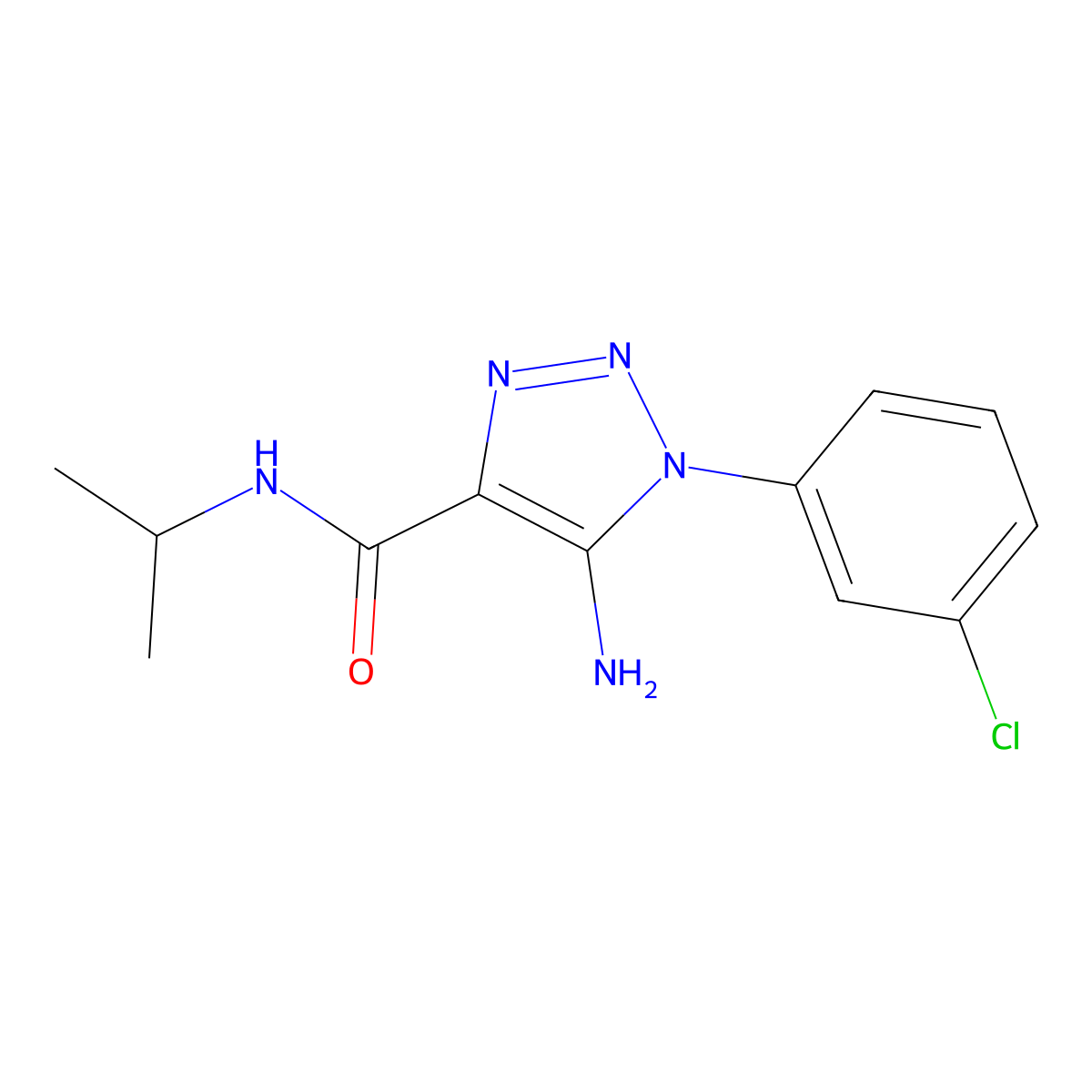 5-amino-1-(3-chlorophenyl)-N-(propan-2-yl)-1H-1,2,3-triazole-4-carboxamide molecular structure, CAS 1032228-71-9