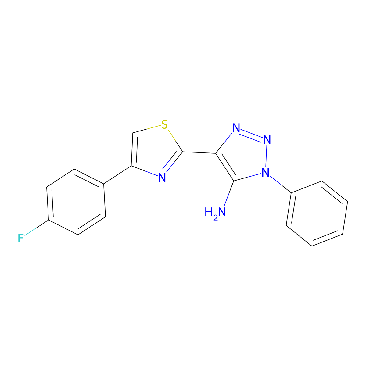 4-[4-(4-fluorophenyl)-1,3-thiazol-2-yl]-1-phenyl-1H-1,2,3-triazol-5-amine molecular structure, CAS 1032228-82-2