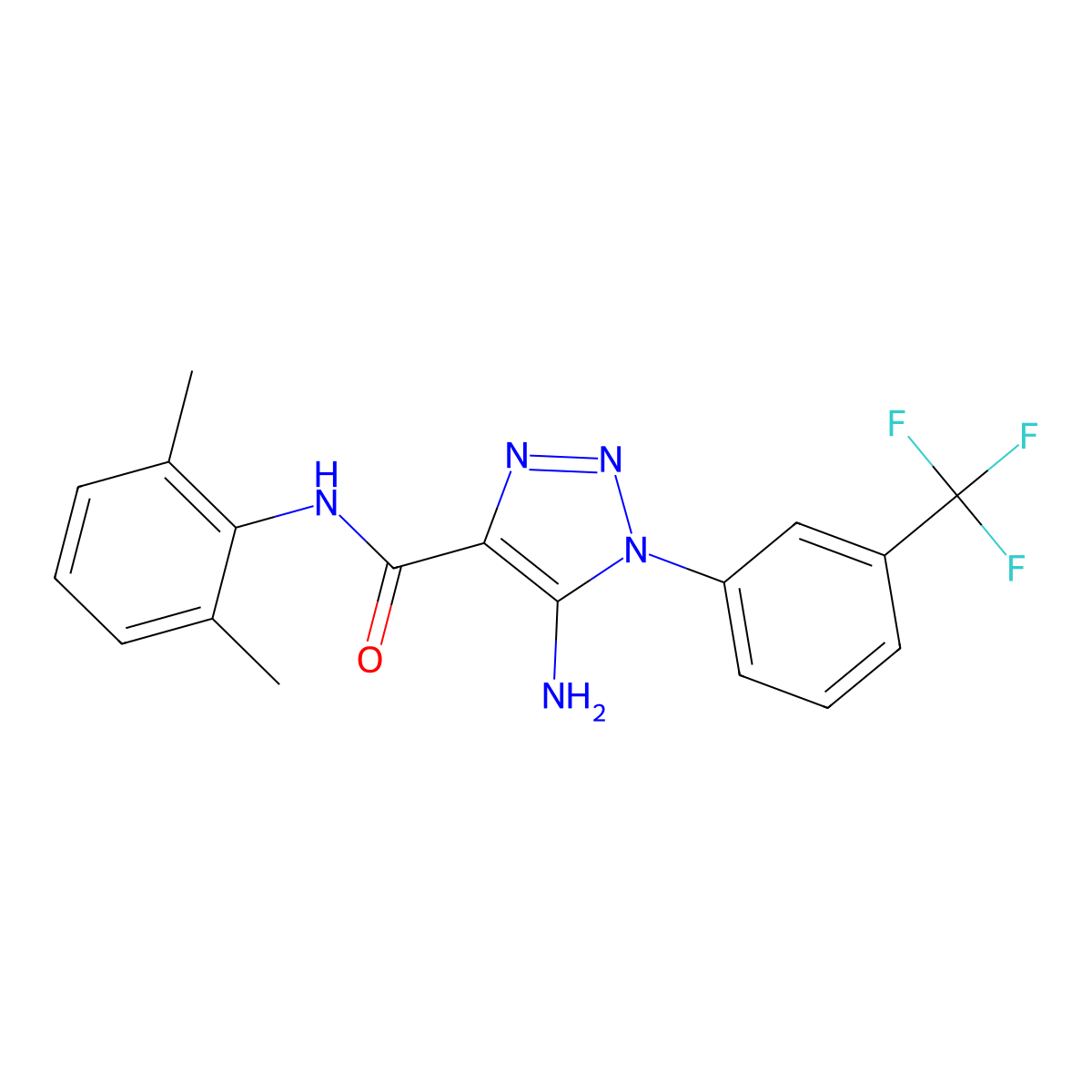 5-amino-N-(2,6-dimethylphenyl)-1-(3-(trifluoromethyl)phenyl)-1H-1,2,3-triazole-4-carboxamide molecular structure, CAS 1032228-99-1