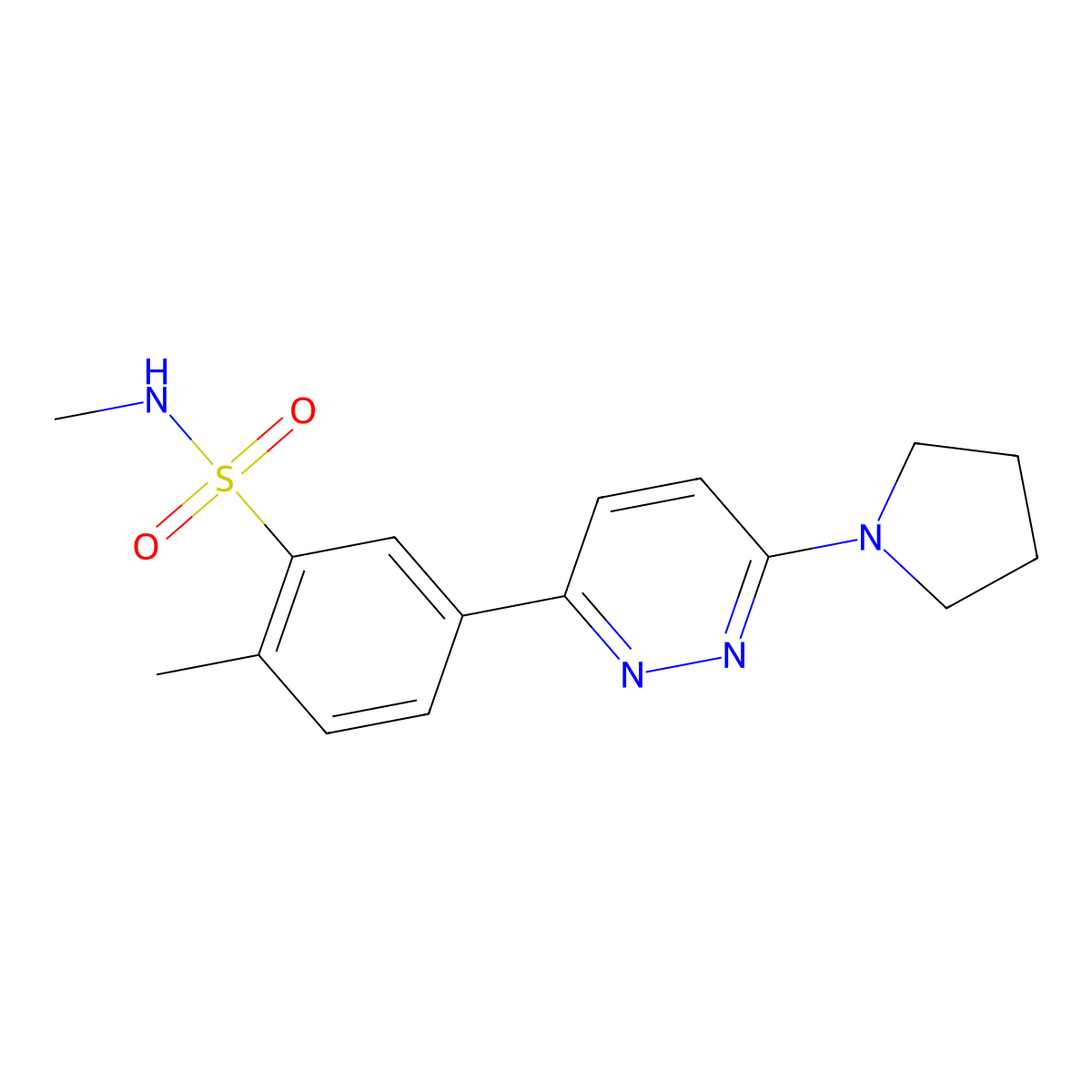 N,2-dimethyl-5-(6-(pyrrolidin-1-yl)pyridazin-3-yl)benzenesulfonamide molecular structure, CAS 1032229-09-6