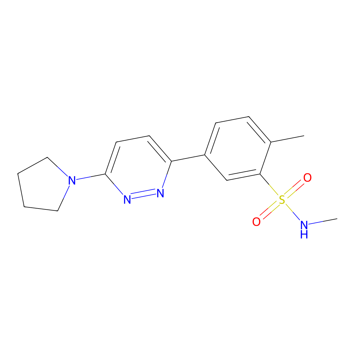 N,2-dimethyl-5-(6-(pyrrolidin-1-yl)pyridazin-3-yl)benzenesulfonamide molecular structure, CAS 1032229-09-6