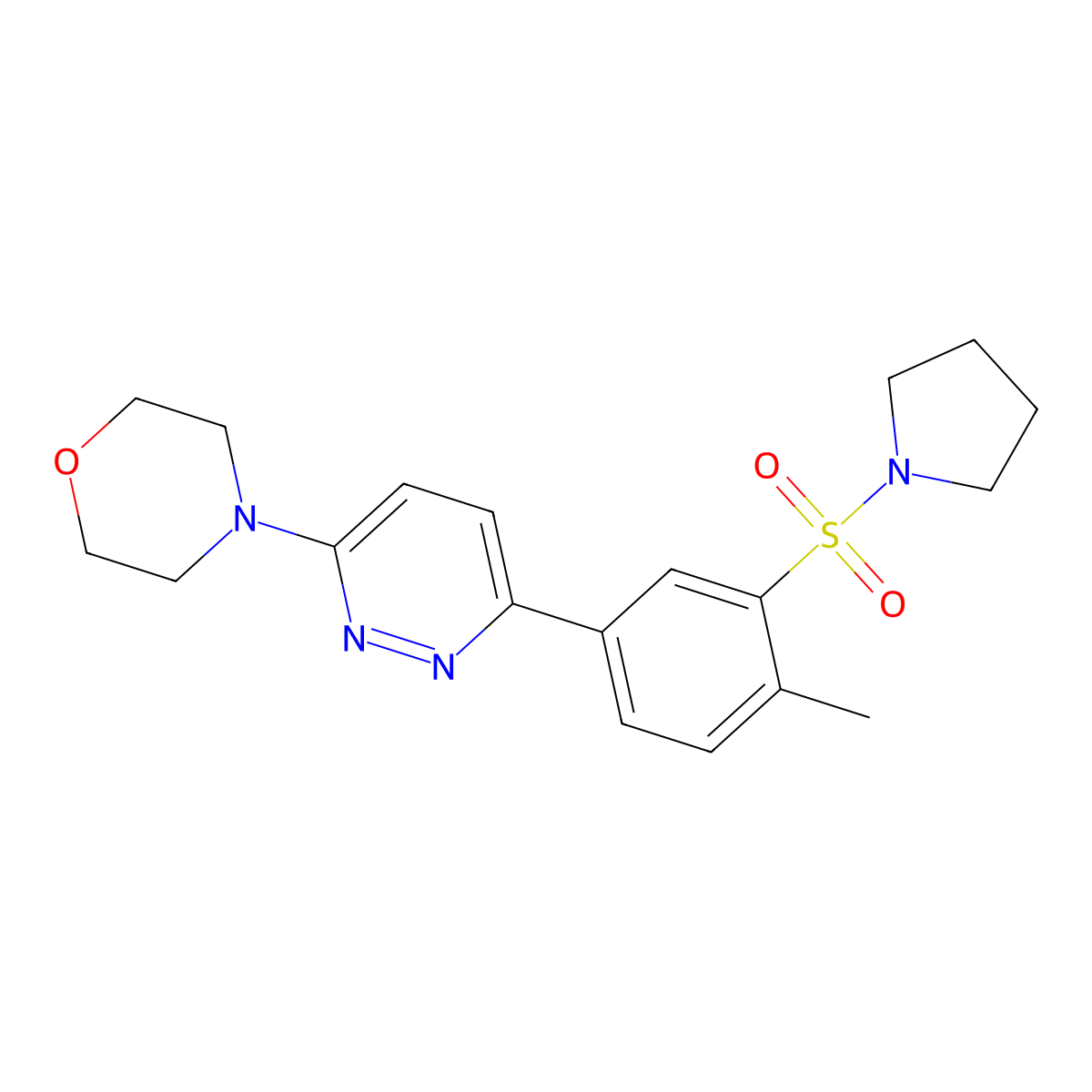4-(6-(4-Methyl-3-(pyrrolidin-1-ylsulfonyl)phenyl)pyridazin-3-yl)morpholine molecular structure, CAS 1032229-15-4