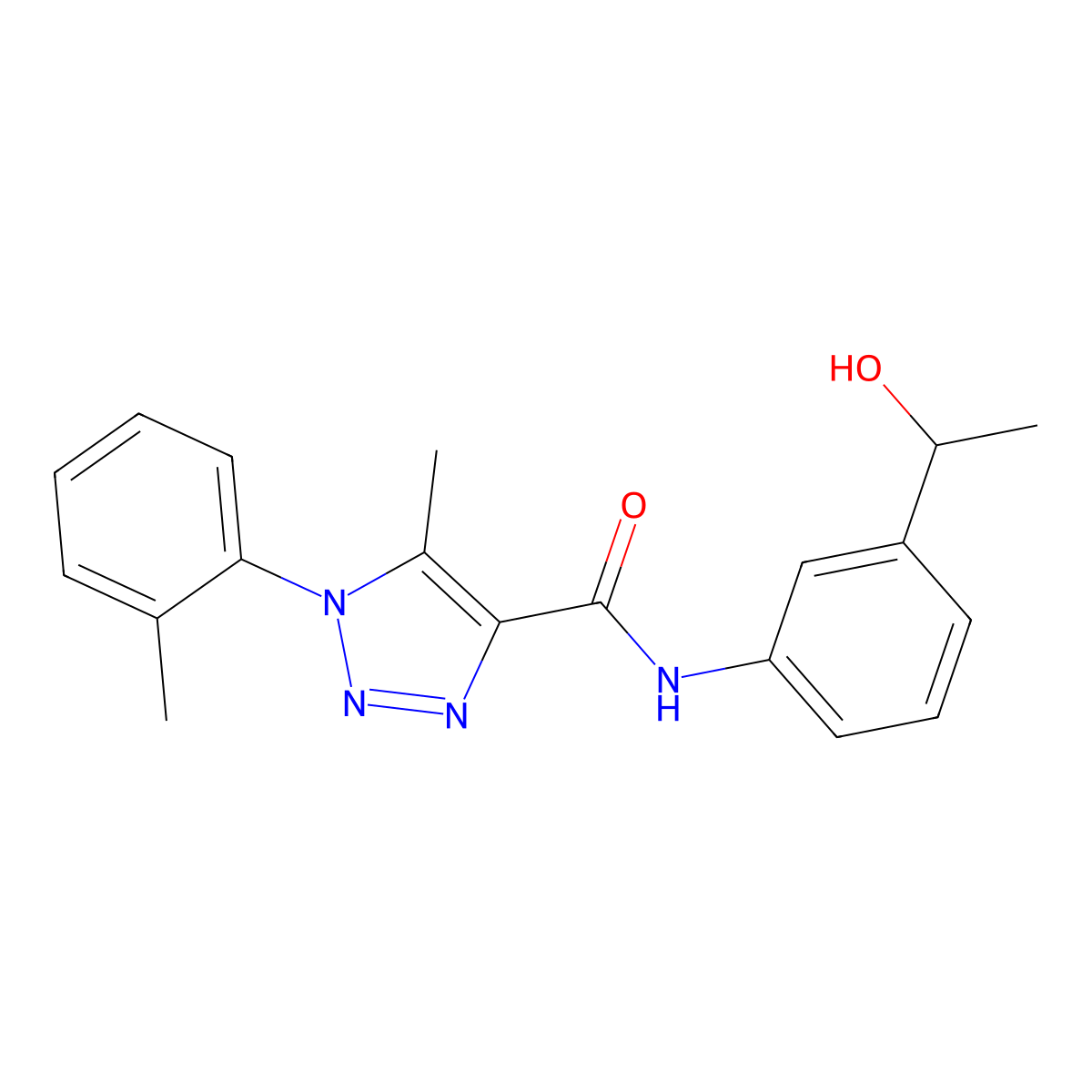 N-[3-(1-hydroxyethyl)phenyl]-5-methyl-1-(2-methylphenyl)-1H-1,2,3-triazole-4-carboxamide molecular structure, CAS 1032229-17-6