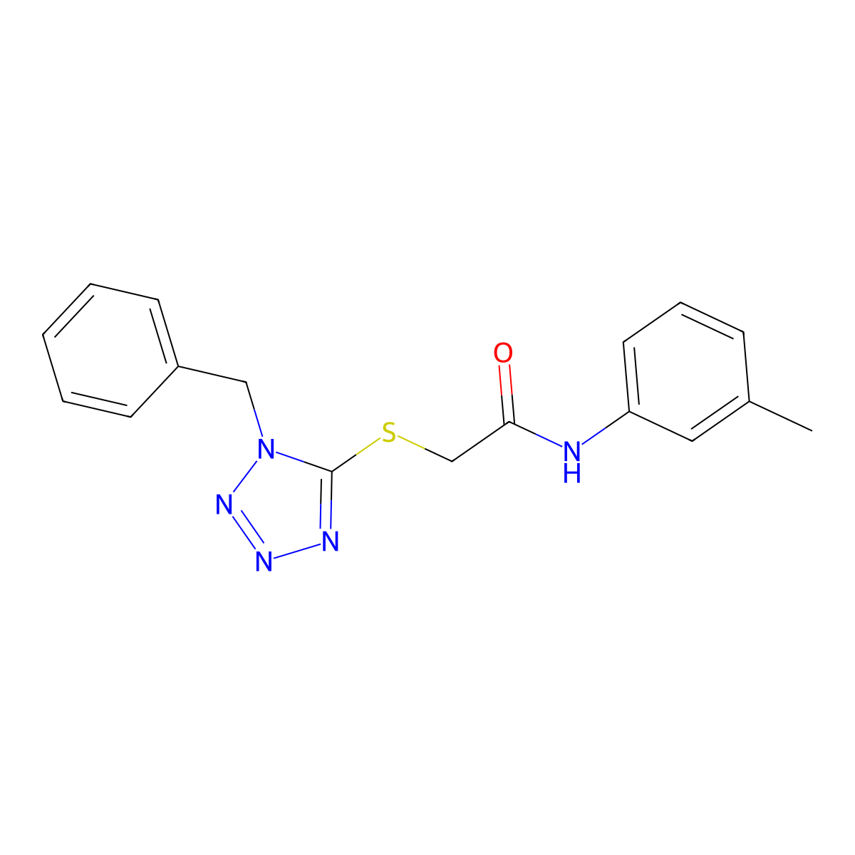 2-[(1-benzyl-1H-tetrazol-5-yl)sulfanyl]-N-(3-methylphenyl)acetamide molecular structure, CAS 1032229-19-8