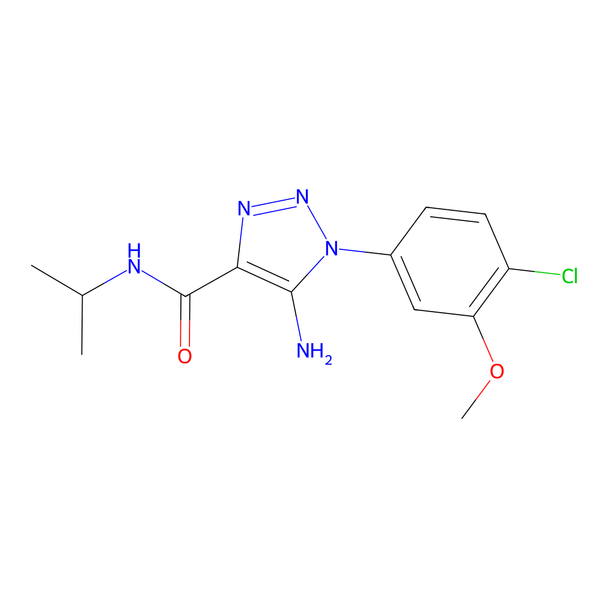 5-amino-1-(4-chloro-3-methoxyphenyl)-N-isopropyl-1H-1,2,3-triazole-4-carboxamide molecular structure, CAS 1032229-28-9
