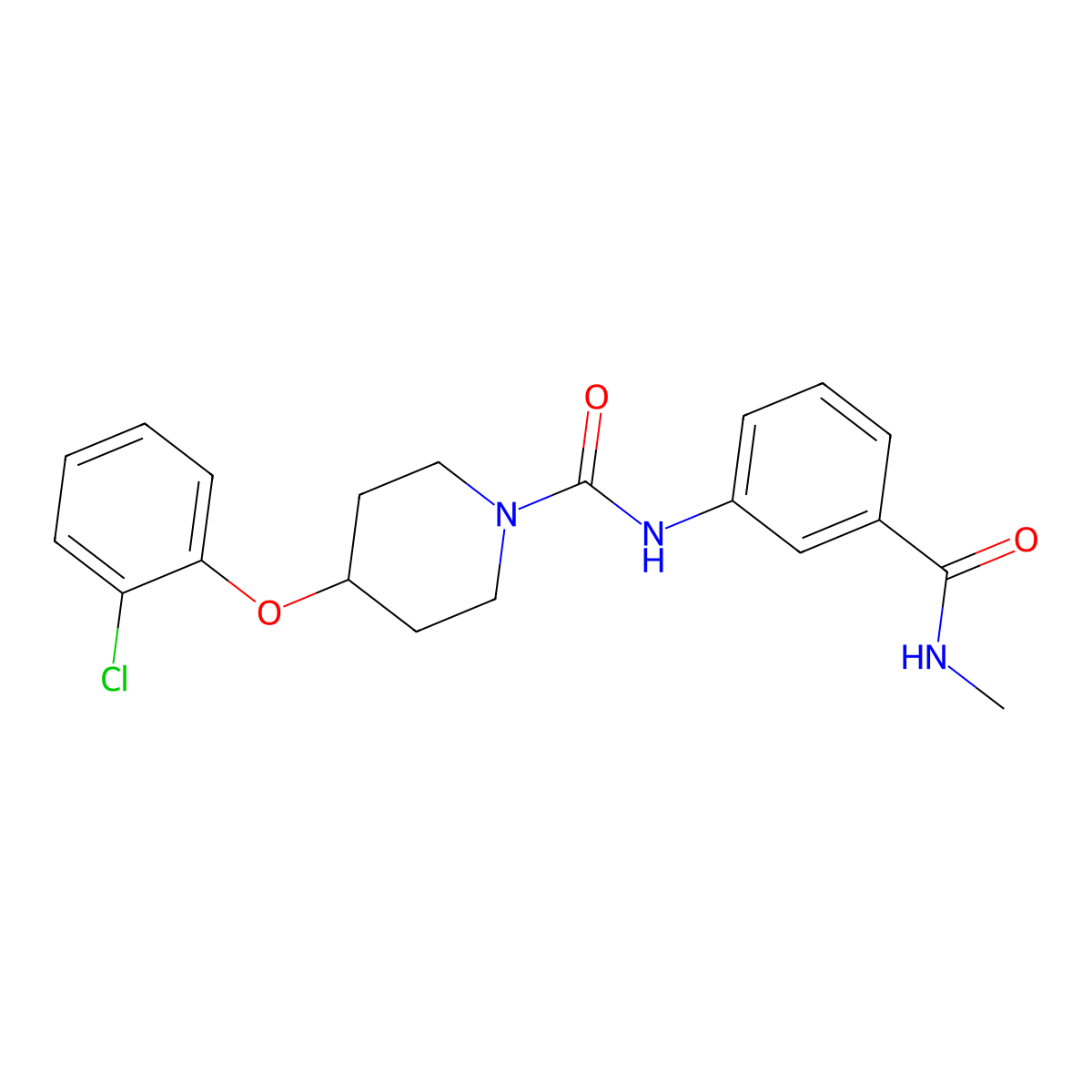 4-(2-chlorophenoxy)-N-[3-(methylcarbamoyl)phenyl]piperidine-1-carboxamide molecular structure, CAS 1032229-33-6
