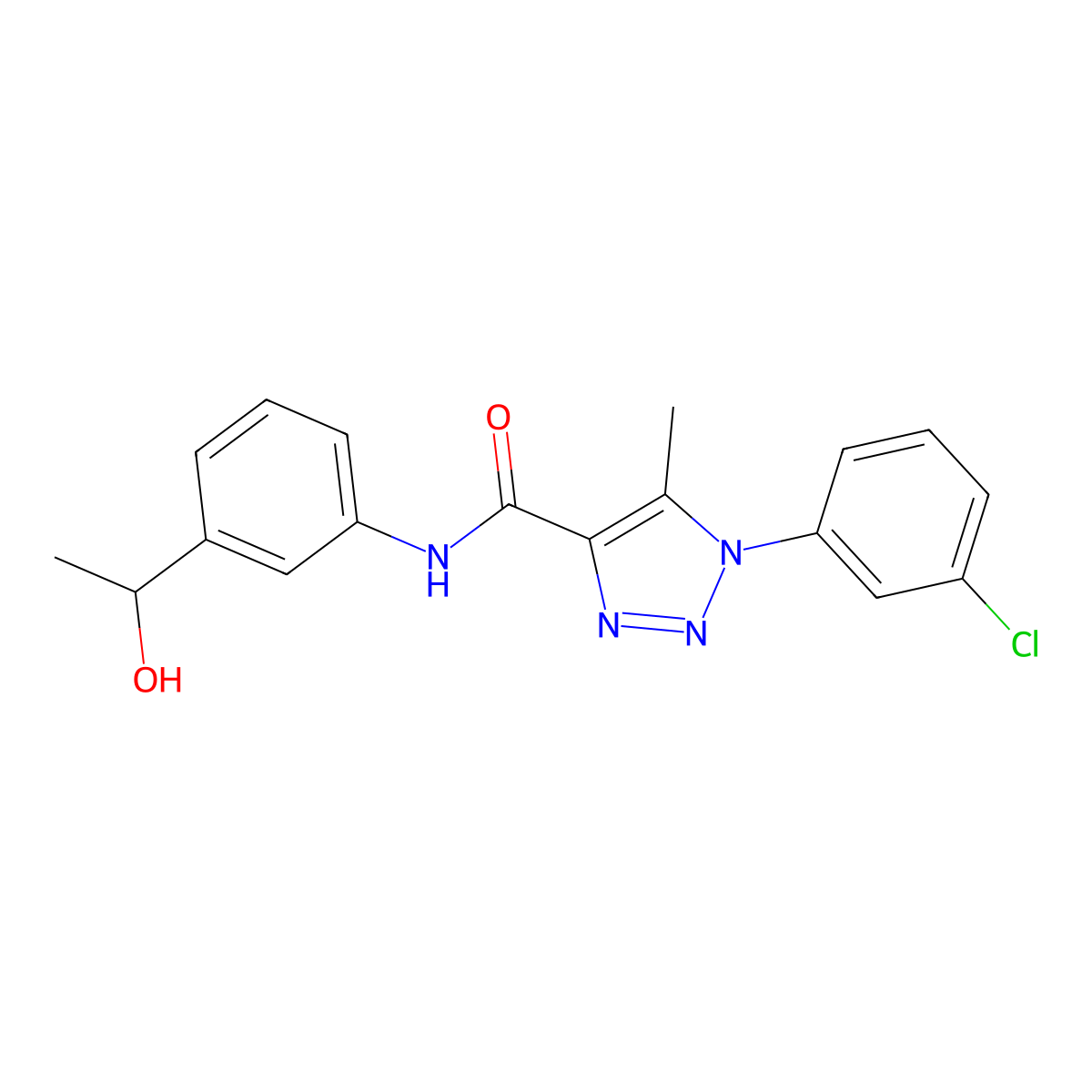 1-(3-chlorophenyl)-N-(3-(1-hydroxyethyl)phenyl)-5-methyl-1H-1,2,3-triazole-4-carboxamide molecular structure, CAS 1032229-34-7