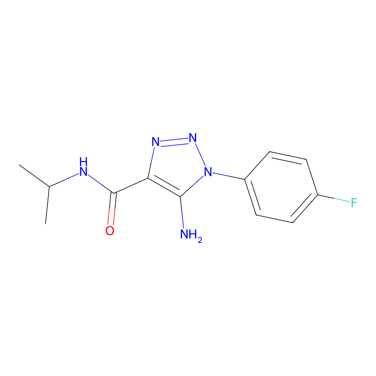 5-amino-1-(4-fluorophenyl)-N-(propan-2-yl)-1H-1,2,3-triazole-4-carboxamide molecular structure, CAS 1032229-49-4